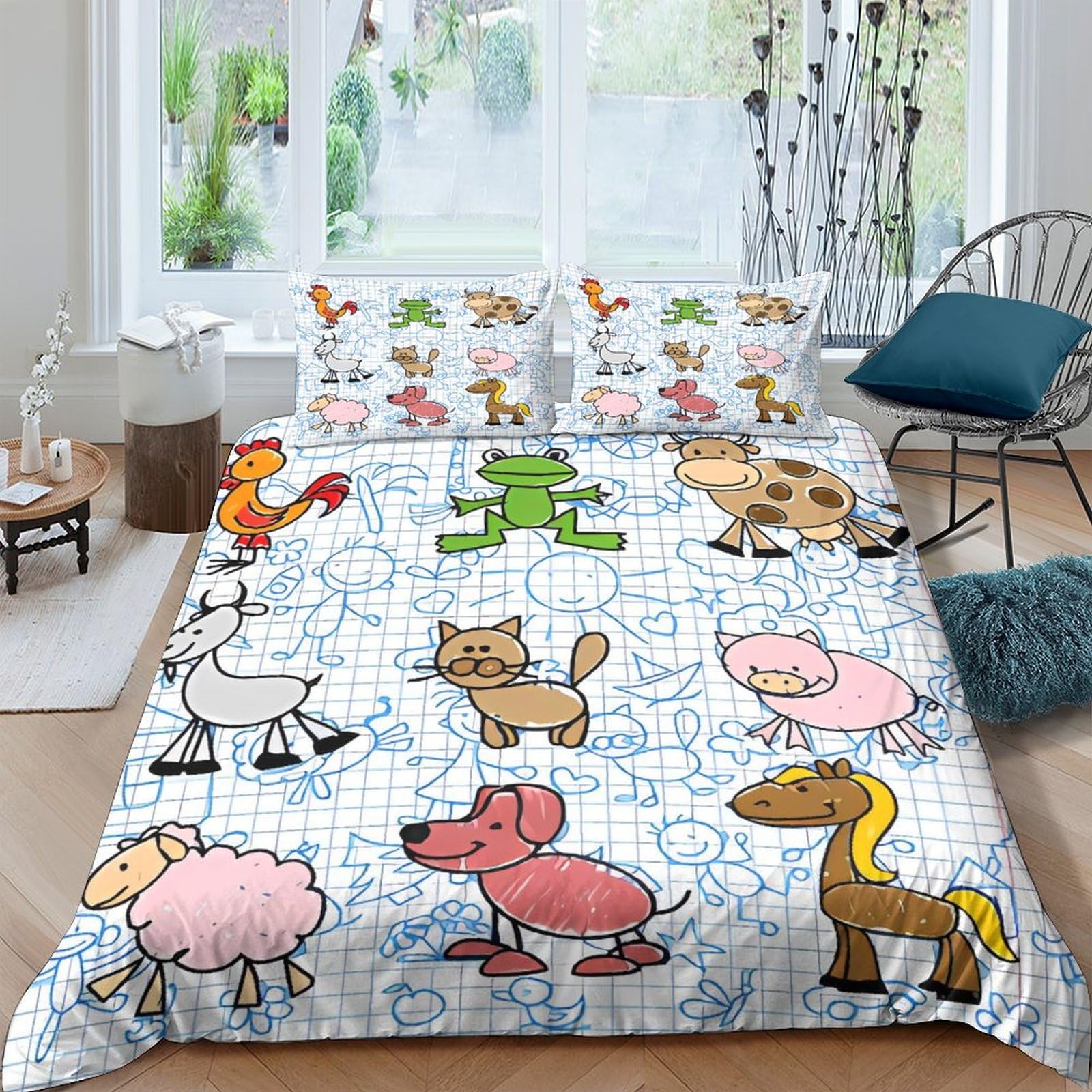 Parure de lit animaux imprimé 3D - Housse de couette microfibre King de qualité supérieure