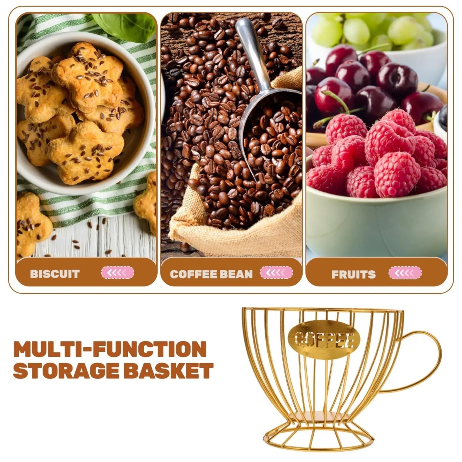 Kaffeekapselhalter aus Metall for 20 Tassen for K-Cup-Kaffeepad-Organizer, Bar-Aufbewahrungsbox, Obstkorb, Kaffeezubehör für Obst, Gemüse