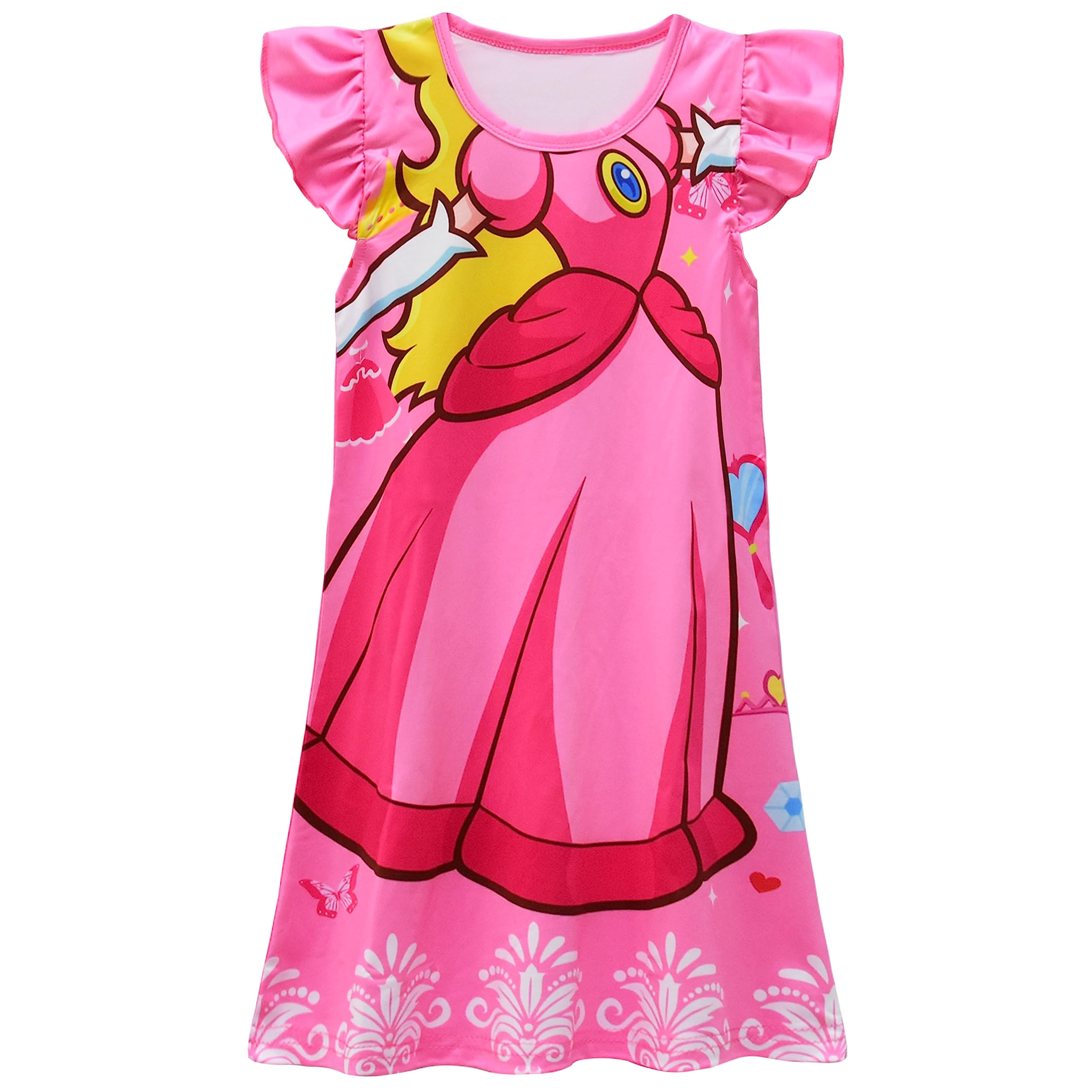 AOVCLKIDLittle Girls Princess Casual Dress Toddler Girls Cartoon Printed Dress