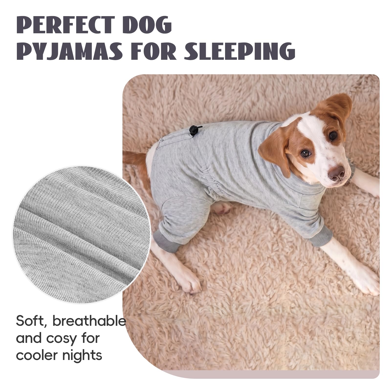 Pijama Perro Ligero 4 Patas para Perros Pequeños y Medianos, Mono Perro Suave y Elástico, Ideal para Casa, Dormir, Entretiempo, Subcapa y Anti Pelo, Gris Jaspeado 3XL
