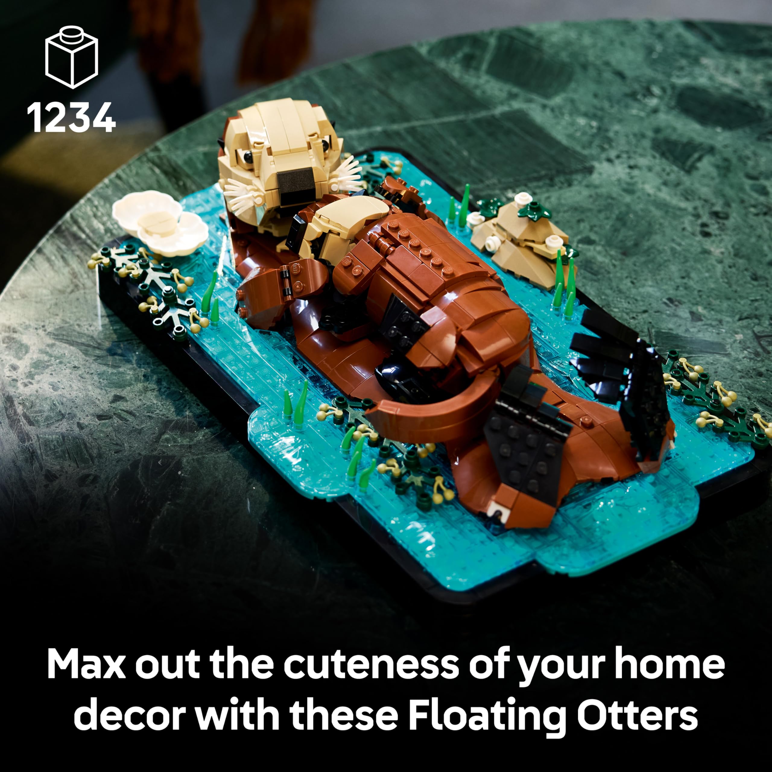 LEGO Ideas Floating Sea Otters, Building Set for Adults, 3D Display Model w/Otter & Pup Animal Figures - Image 2