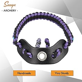 SUNYA Archery Bow Wrist Sling, 550 Paracord Strap Comfortable on Hand.100% Full Grain Leather Yoke, Multiple Camo Colors.Fit Compound Bow Stabilizer & Recurve. (Halo 45)