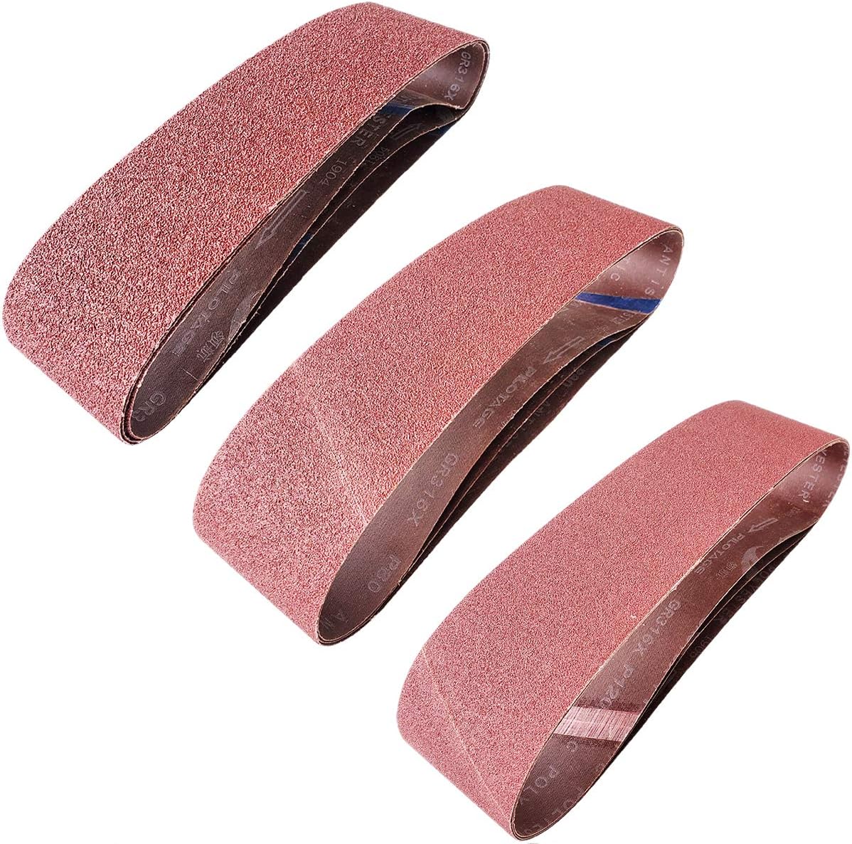 Tonmp 12 PCS 4 inch x 36 inch Sanding Belts 4 Each of 40 80 120 Grit