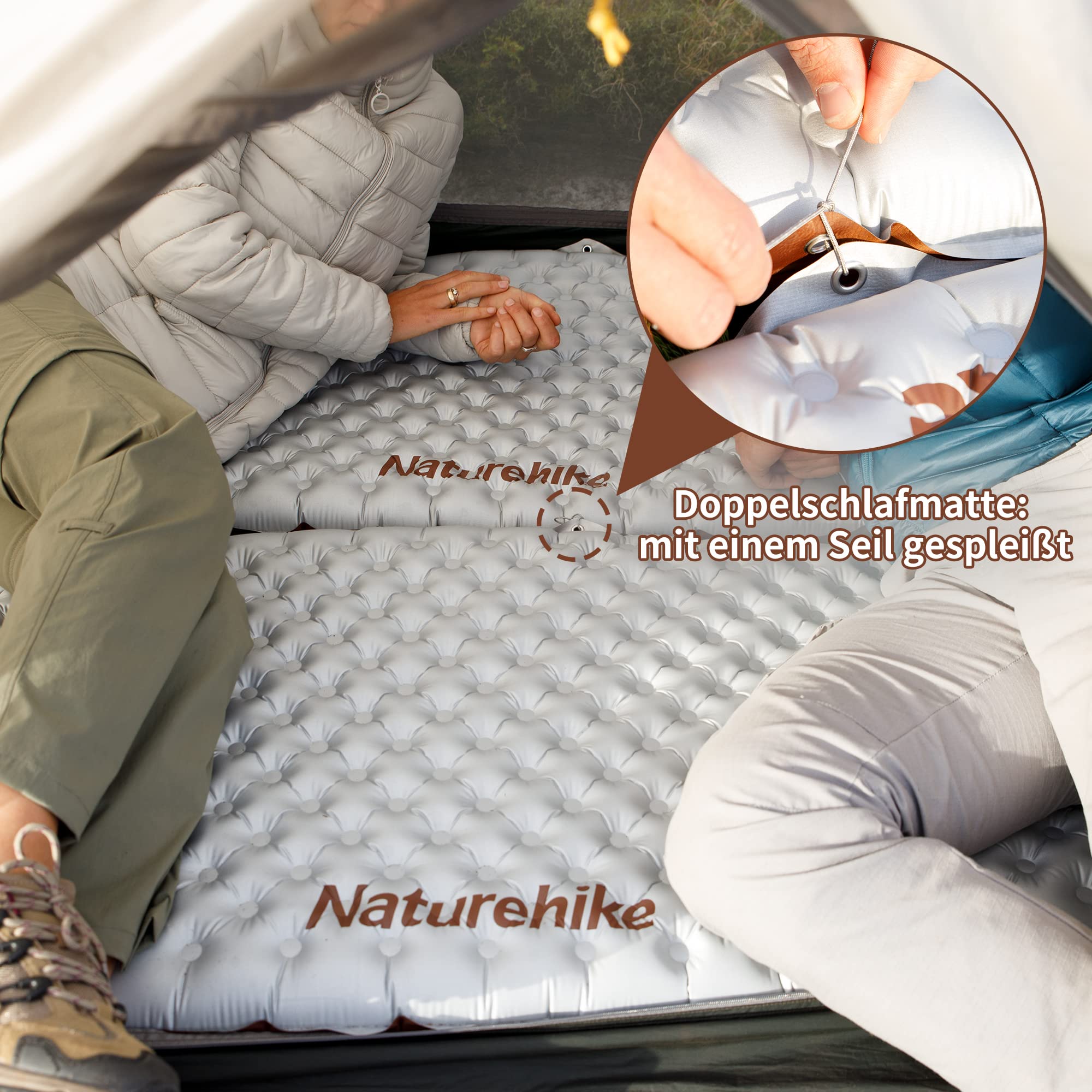 Naturehike Colchoneta térmica 5,8 R-valor para camping, de 4 estaciones, ultraligera, autoinflable, colchón de aire duradero con bolsa inflable