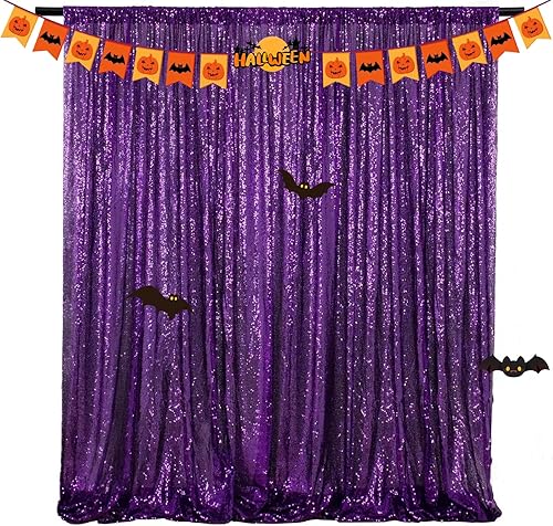 Miniatura 22 de Cortinas de fondo de lentejuelas negras con purpurina de 2 x 8 pies, 4 paneles para decoración de bodas, fiestas de cumpleaños, despedidas de Negro