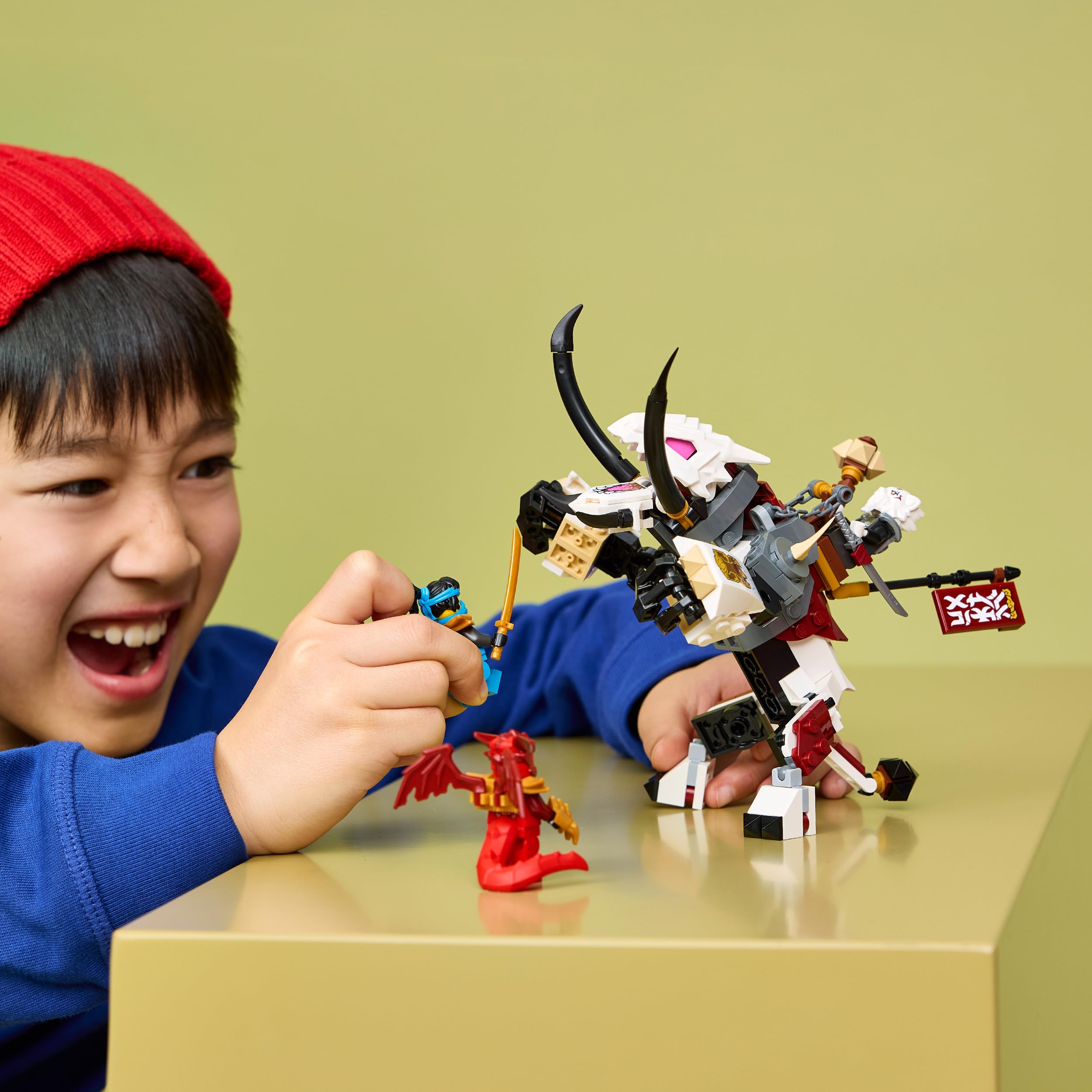 LEGO Ninjago Zilvar et Grimtak la Bête Draconique - Jouet Ninja avec Figurine & 3 Minifigurines Dont Kai & NYA - Cadeau d'anniversaire pour Garçon dès 7 Ans ou Fan du Soulèvement des Dragons 71863