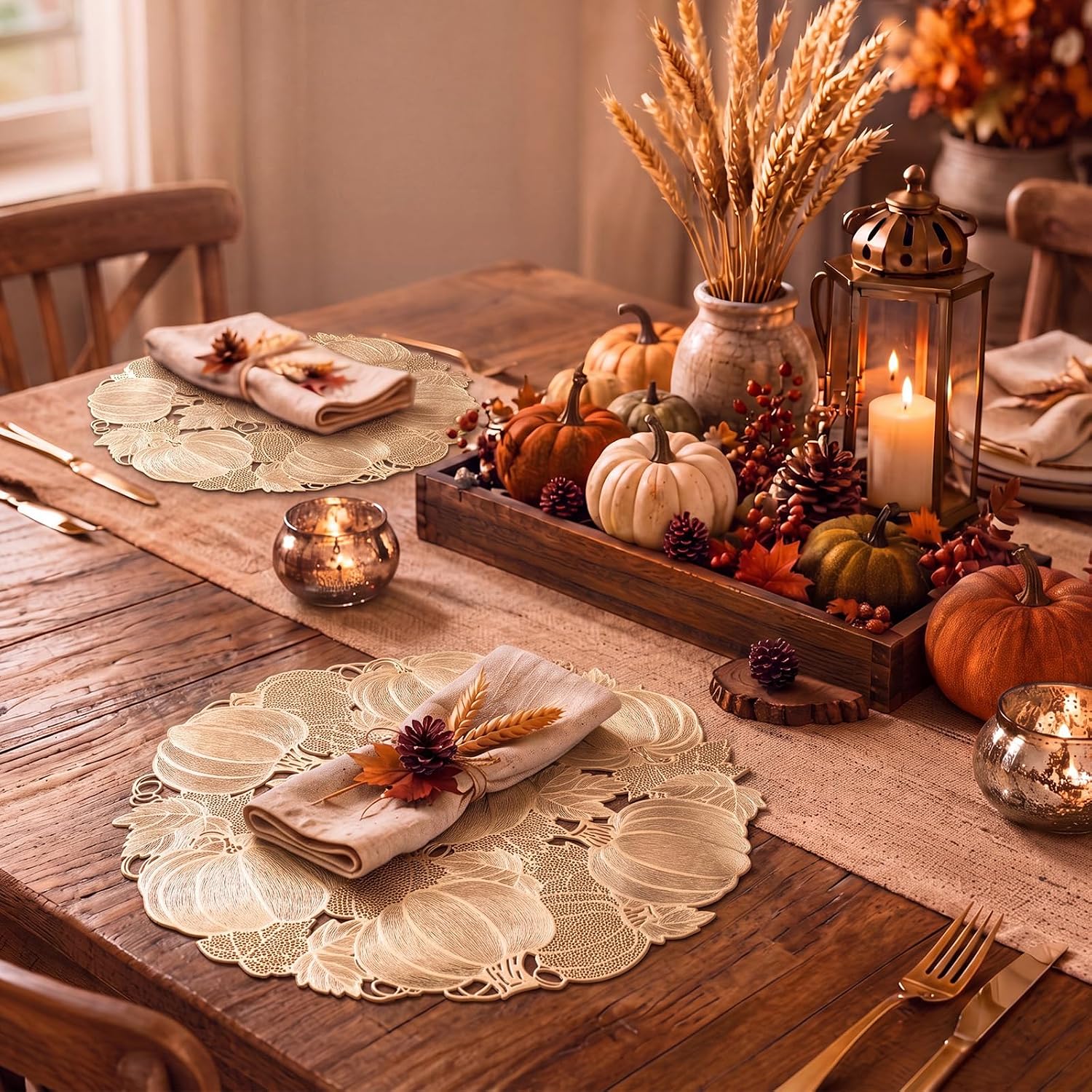 Fall Pumpkin Placemats Set of 4 - Fall Place Mats