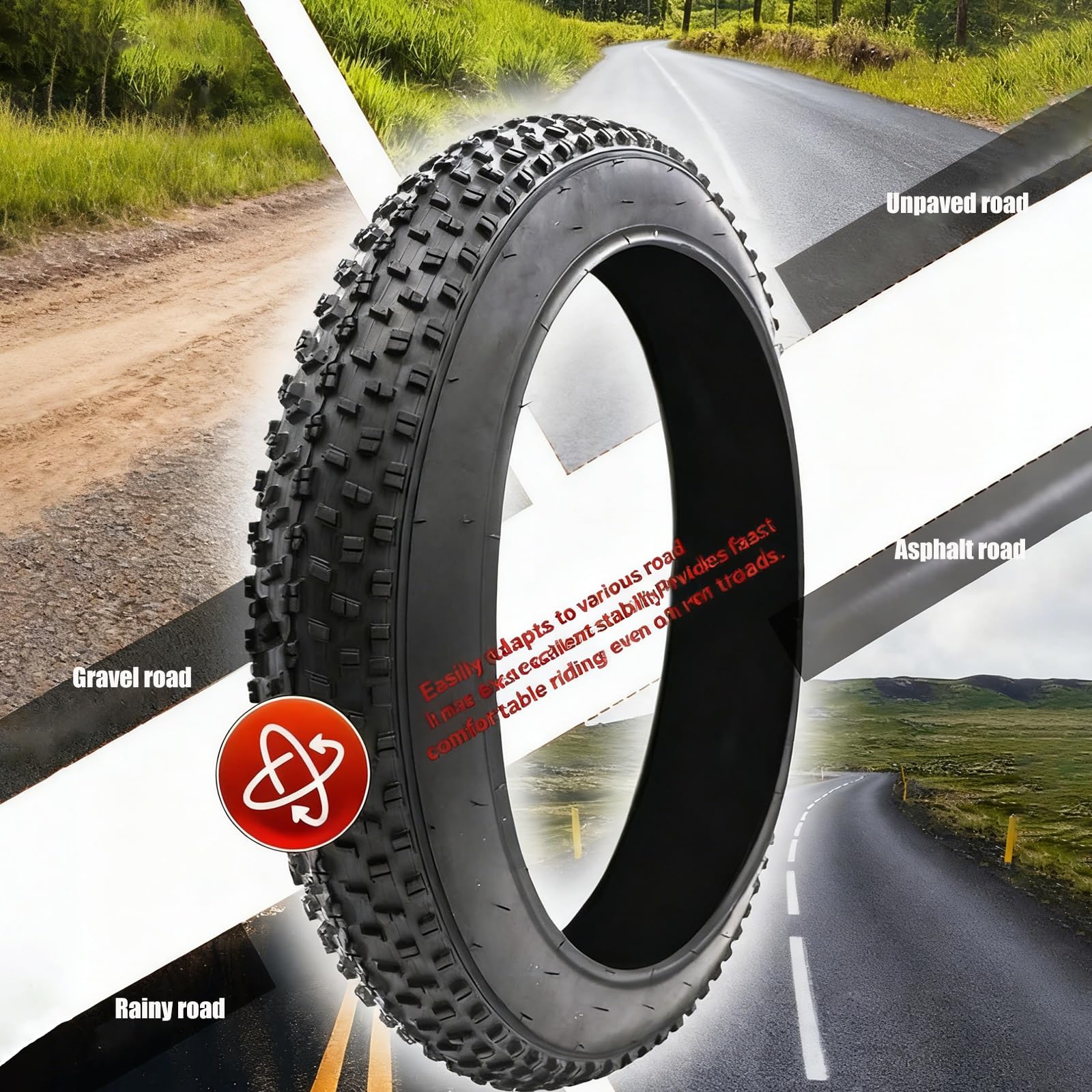 26x3.0 Pneumatico Resistente alle Forature e Gomma Durevole Perfetto for Bici Elettriche, Mountain Bike e Beach Cruiser Pneumatico Bici 26 Pollici