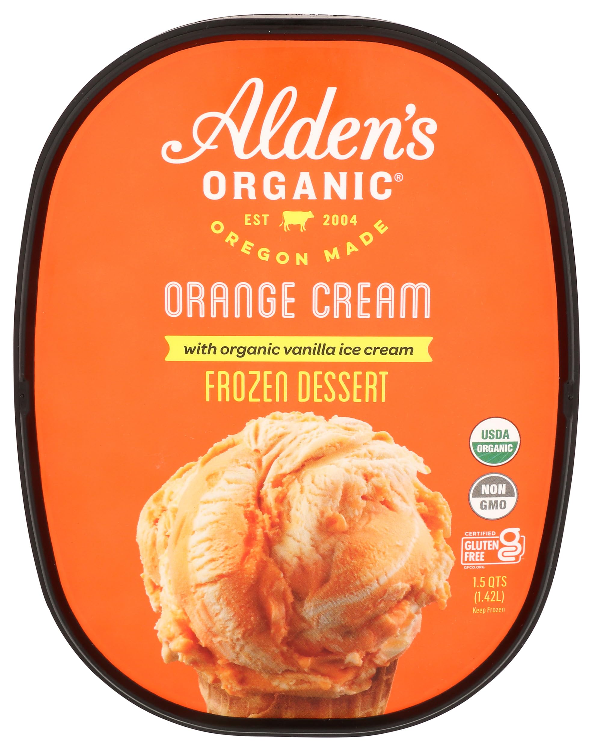 Aldens Organic Orange Cream Ice Cream 1 5 Qt