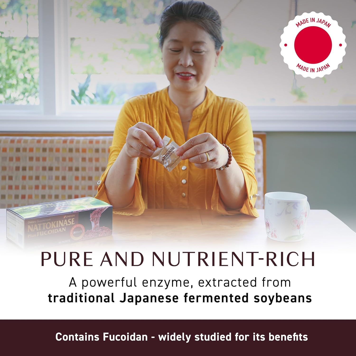 Umeken Nattokinase Plus Fucoidan, Nattokinase Supplement, 5000FU Natto, Odor Free, Easy to Take, Okinawan Fucoidan, Japanese Supplement, 60 Counts, Pack of 1