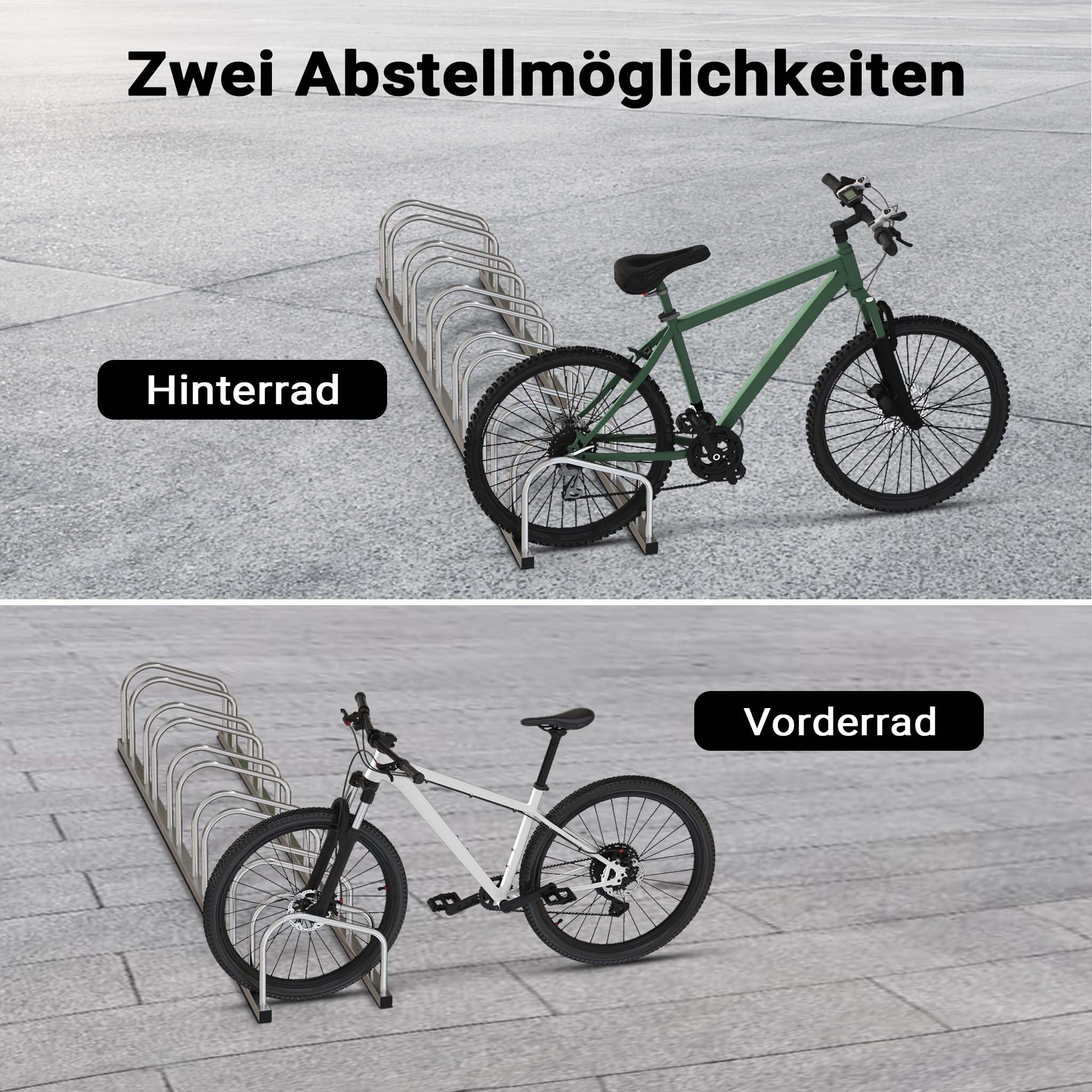 Fahrradständer für 6 Fahrräder 168x32x26,5cm aus verzinktem Stahl für drinnen und draußen geeignet für Boden- und Wandmontage Reihenparker Fahrradbügel