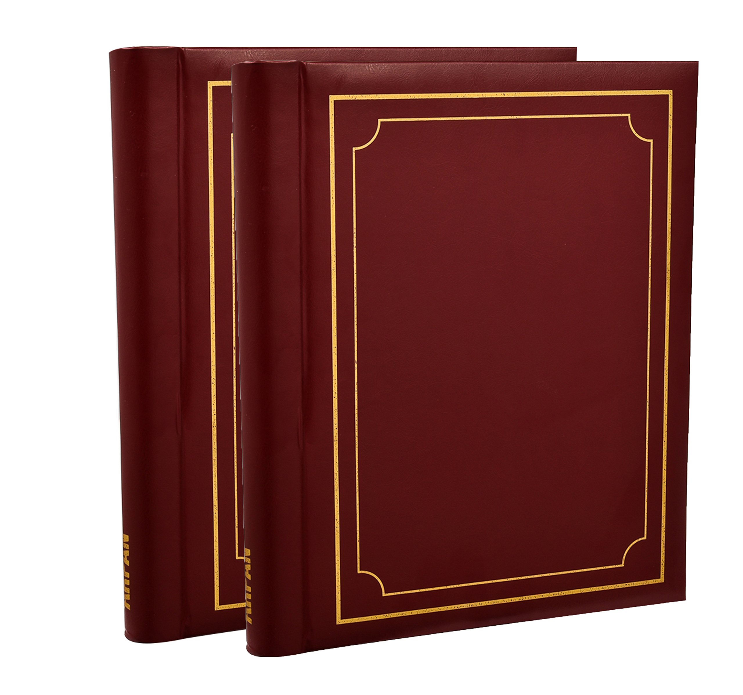Arpan 2 Pack of Photo Albums Self Adhesive Large Picture Book Modern Style Wiro Binder Totaling 40 Sheets 80 Sides In Black/Blue/Red/Vintage Birds/Butterfly (Red)