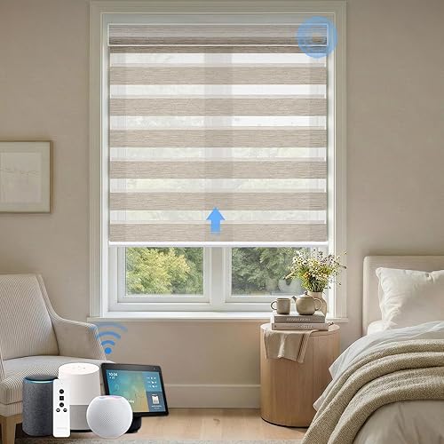 Miniatura 24 de Persianas motorizadas cebra con control remoto: Canisteo - Persianas automáticas para ventanas de interior funcionan con HomeKit, Alexa, persianas