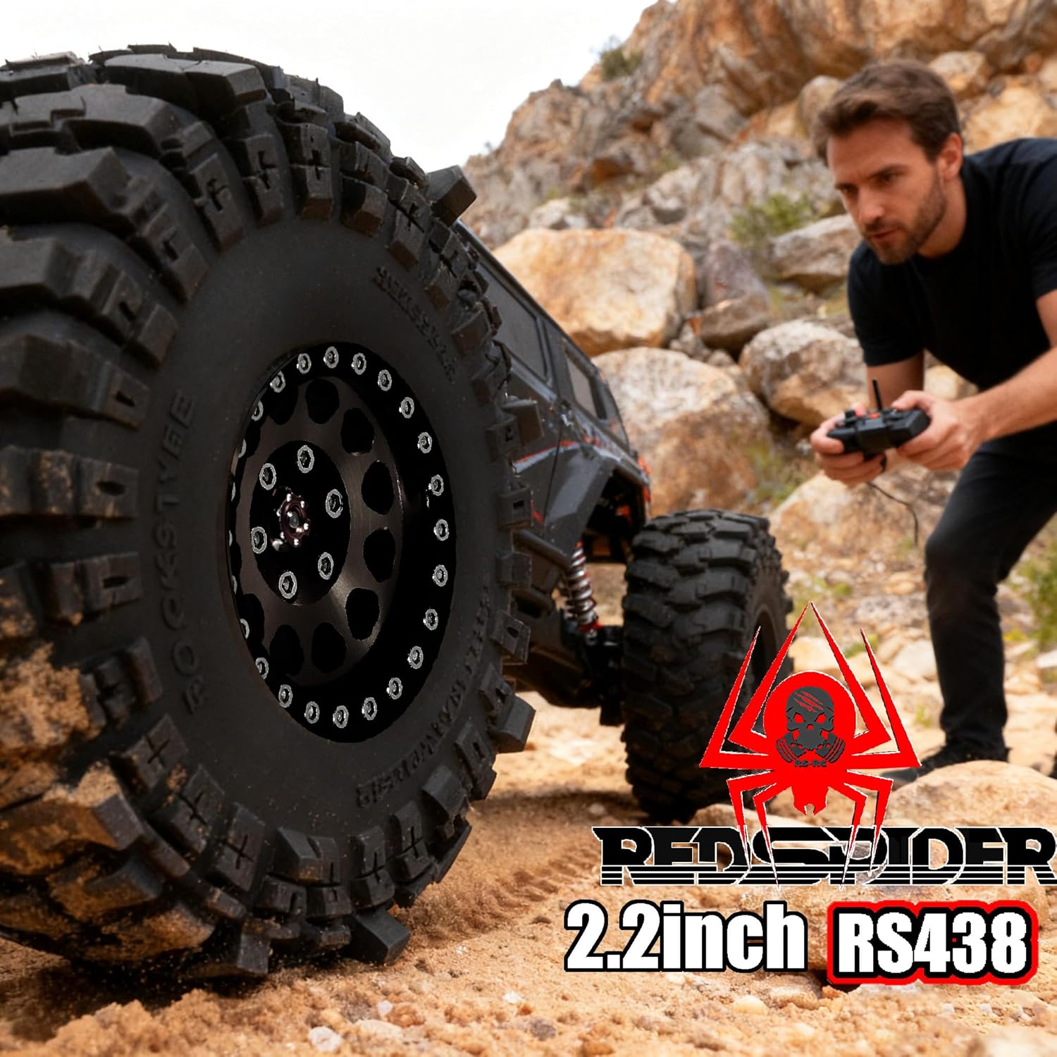 REDSPIDER•2.2 Crawler Tires 1/10 1/8 RC Soft Rubber Mud Tyres (4PCS) OD 135mm For RC Crawler Car Traxxas TRX4 TRX6 Axial SCX10 RC4WD D90 D110 TF2 Tamiya CC01 Gen7/8 2.2 Beadlock Wheel
