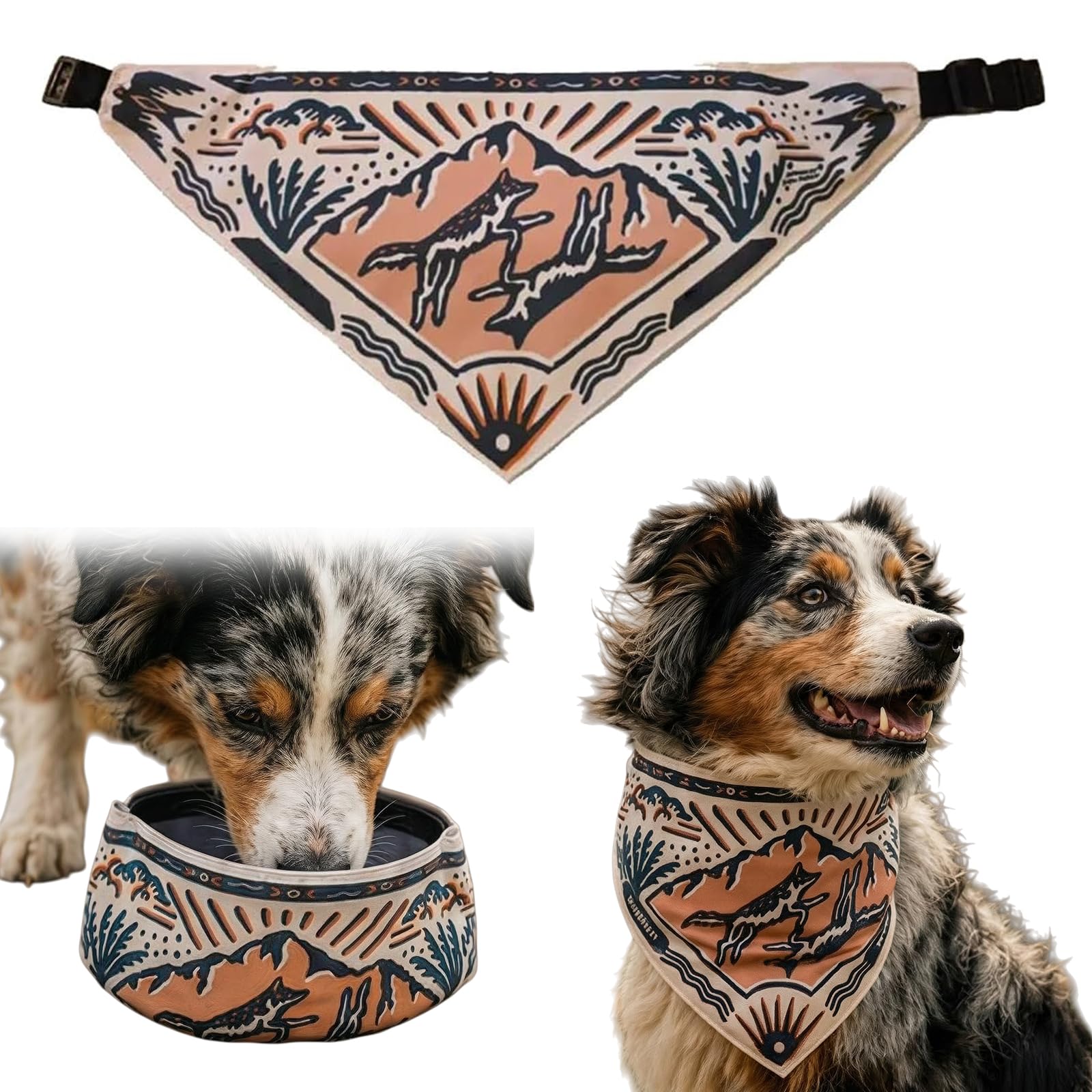 Washable Triangle Fabric Pet Spill Proof for Outdoor Hiking Camping