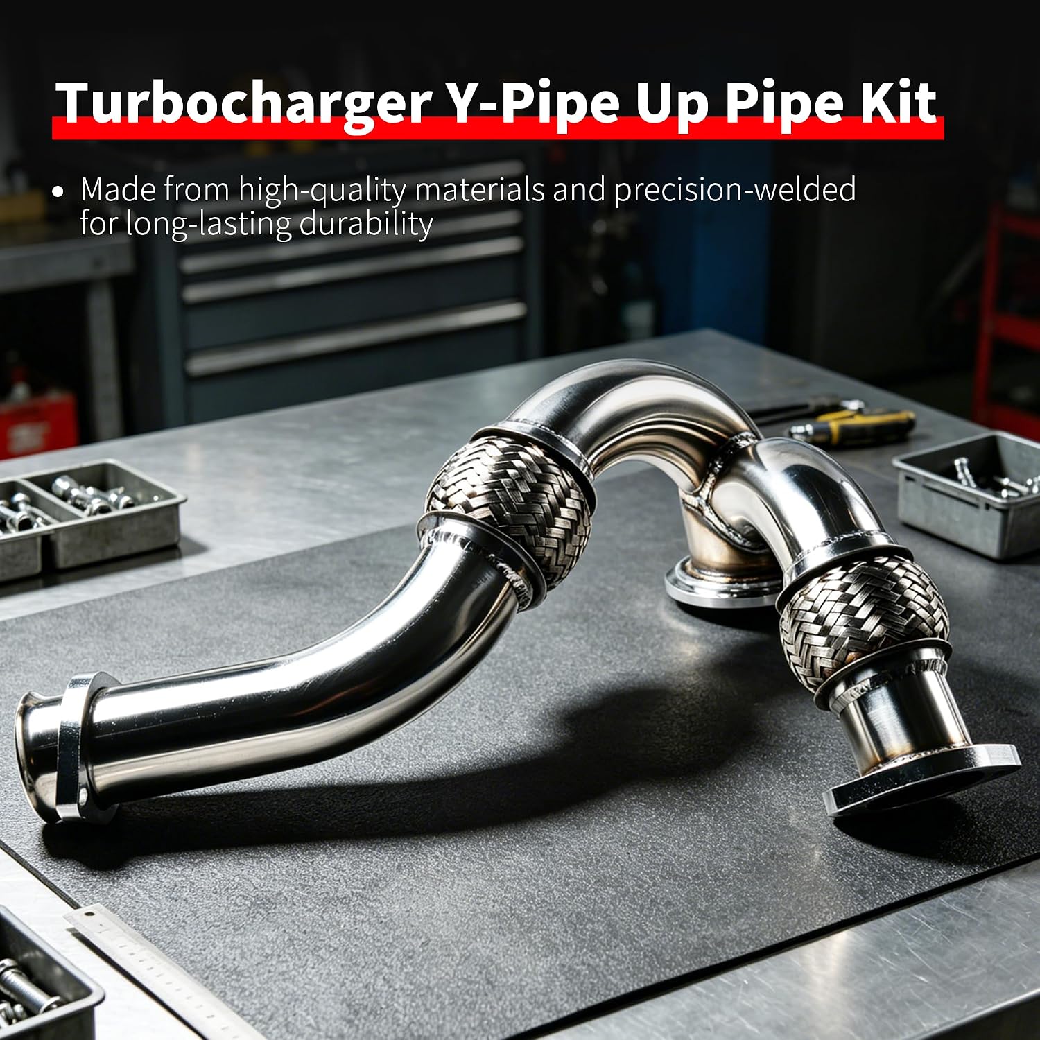 679-011Turbocharger Y-Pipe Up Pipe Kit With Gasket Compatible with For Ford F250/F350/F450/ F550 /Excursion 6.0L 2003-2010 For Ford 2003-2007
