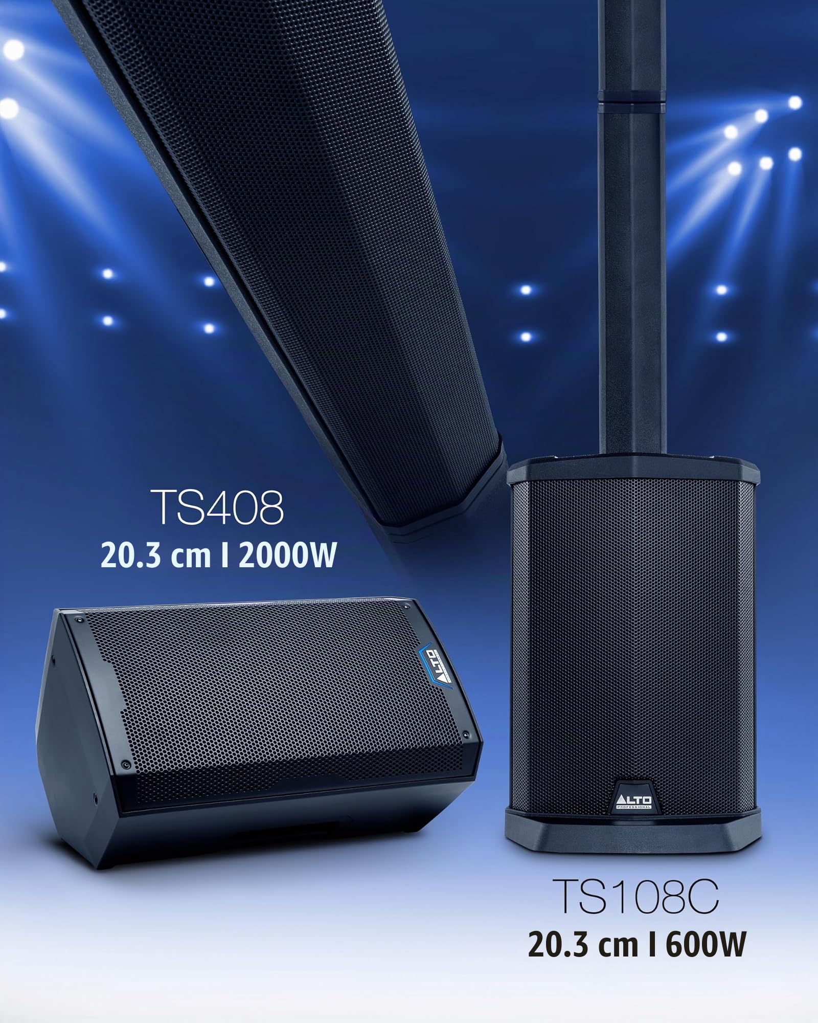 Alto TS108C Ensemble Portable de Haut-parleurs Actifs 600 Watts avec mixeur numérique 3 canaux, Bluetooth et App de Commande, pour Musiciens Solo, DJ et salles de Spectacle | Mixeur Numerique 3 Canaux, Bluetooth, Controle via Appli, pour Musiciens Solo et
