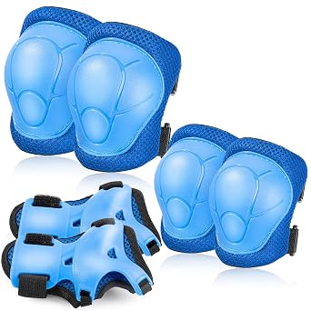 BOSONER Basic Kids Protective Gear Kids Knee Pads and Elbow Pads with Wrist Guards Set for 3-15 Years - Design for Roller Skates, Cycling, BMX Bike, Skateboard, Inline Skating, Scooter Riding Sports