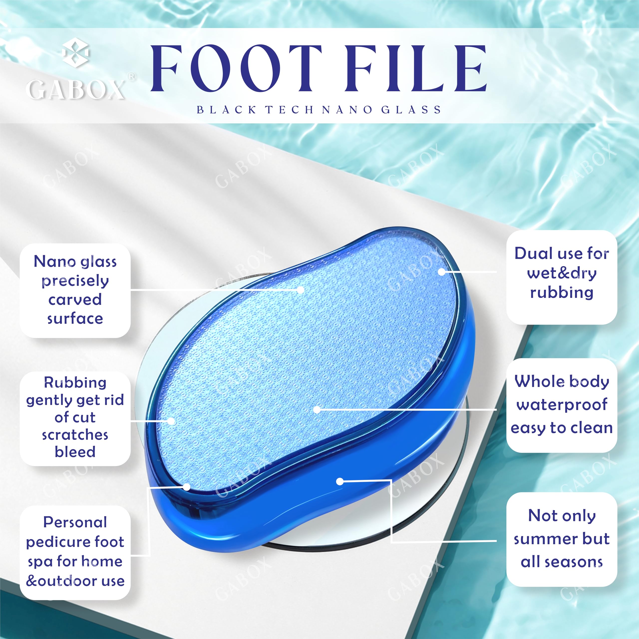 Removedor de callos para pies de piel muerta, raspador de talón de ducha, herramienta de pedicura para hombres y mujeres, spa de pies, azul cristal