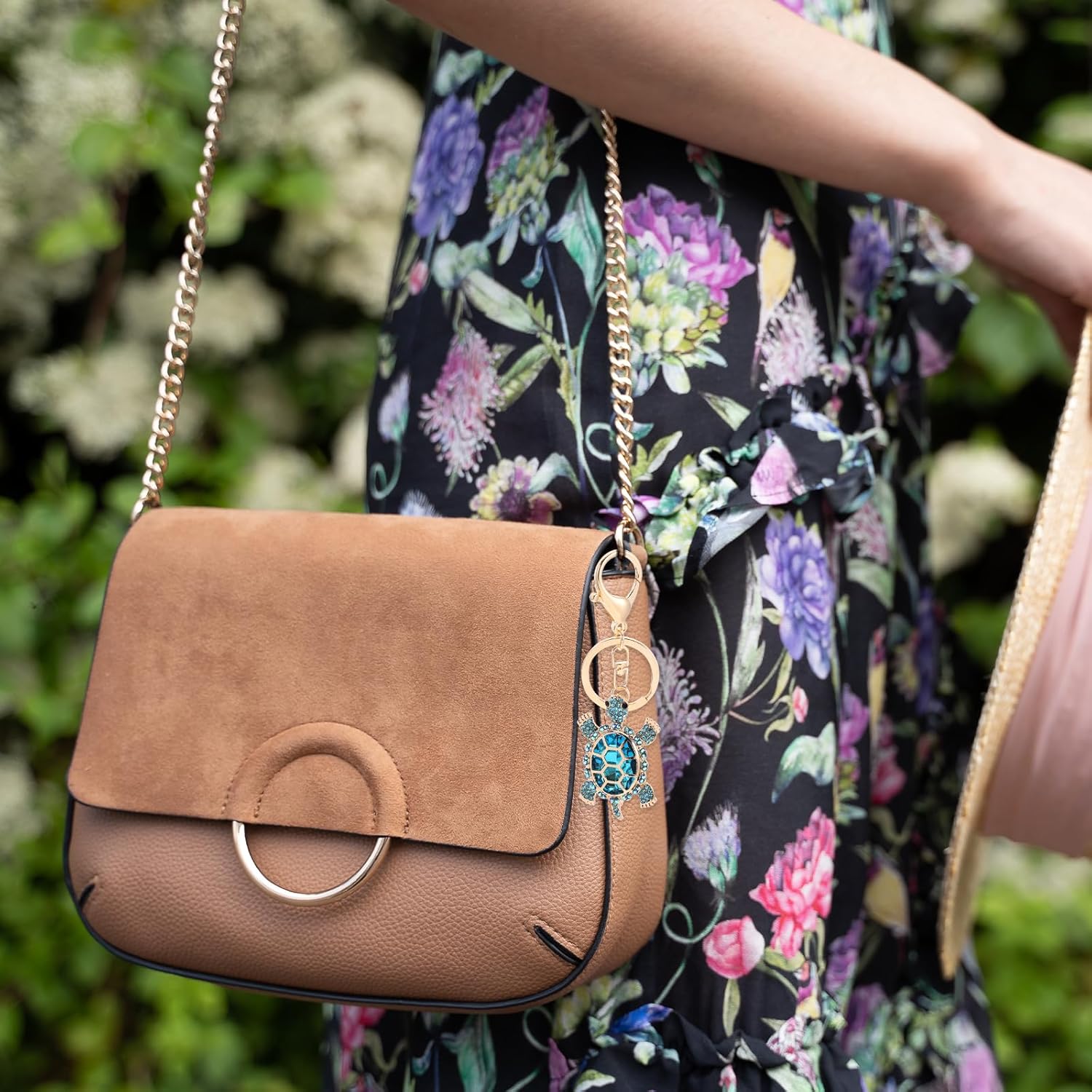 Blue Sea Turtle Keychain, 3D Sparkling Charm Rhinestones Metal Alloy Durable Key Ring - Image 7