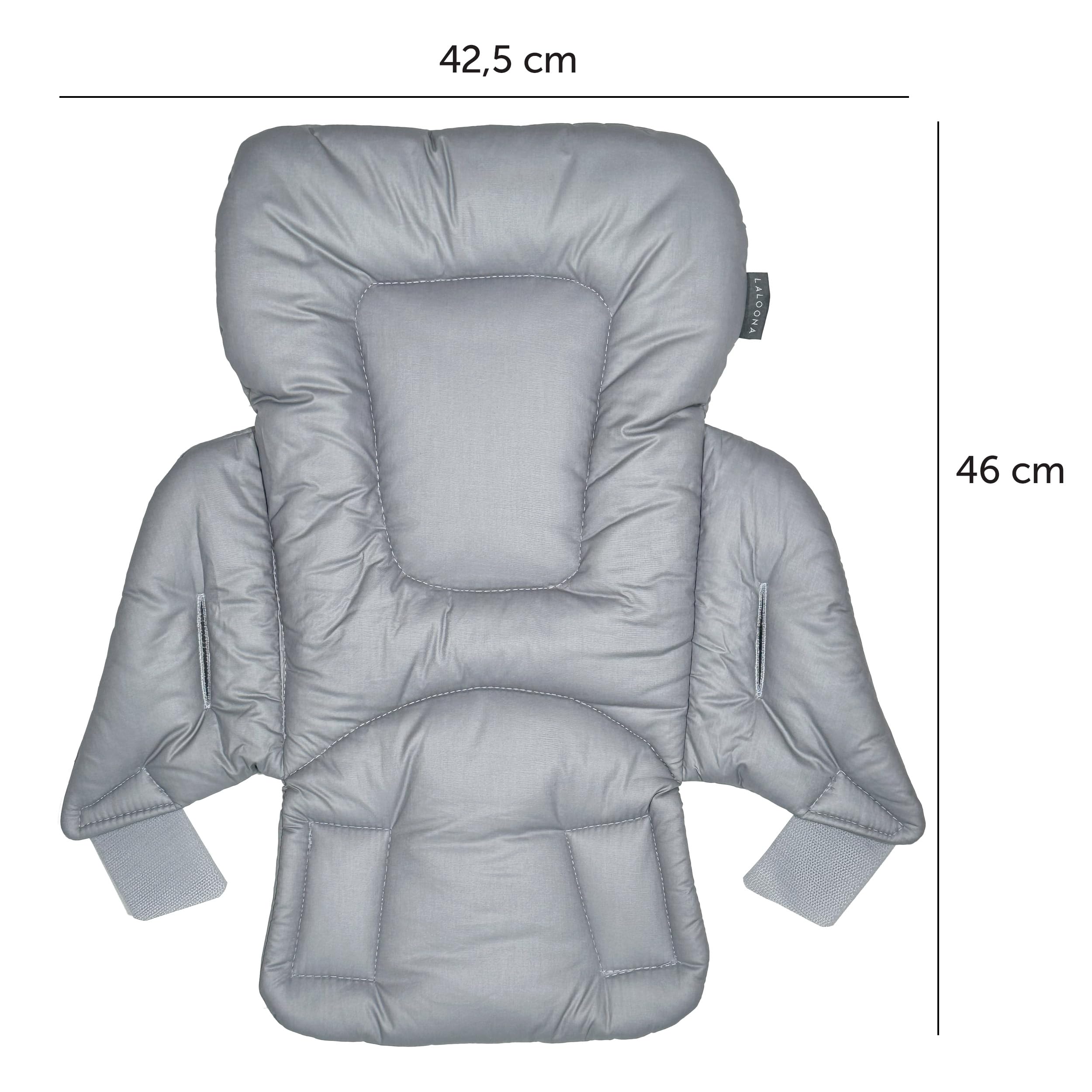LaLoona Sitzverkleinerer für Hochstuhl Hauck Alpha/Beta - Baby Sitzpolster beschichtet & abwaschbar, OEKO-TEX Standard 100 geprüft, maschinenwaschbar - Grau