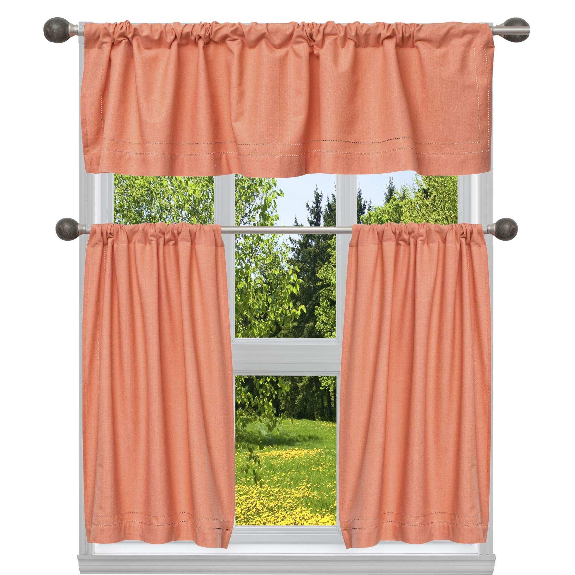 Cortinas de cocina Duck de algodón coral para dar vida y calidez a tu ventana
