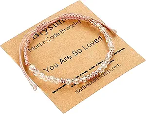 Btysun Morse Code Bracelets for Women Christmas Gift Stocking Stuffers for Teens Pink Braided Bracelets Inspirational Best Friend Birthday Gifts for Her High School Graduation Gifts for Her 2025 Mom Bracelet Jewelry