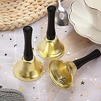 Vista 6 de 24 campanas de mano de acero plateado, mango de madera negra, campanas de metal diatónico, percusión musical (dorado)