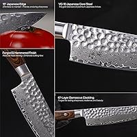 Vista 4 de Jikko® Damascus Edition – Japanese VG-10 Gyuto Chef Knife 8.5" with Mahogany Handle 67-Layer Damascus Steel Kitchen Knife – Razor Sharp