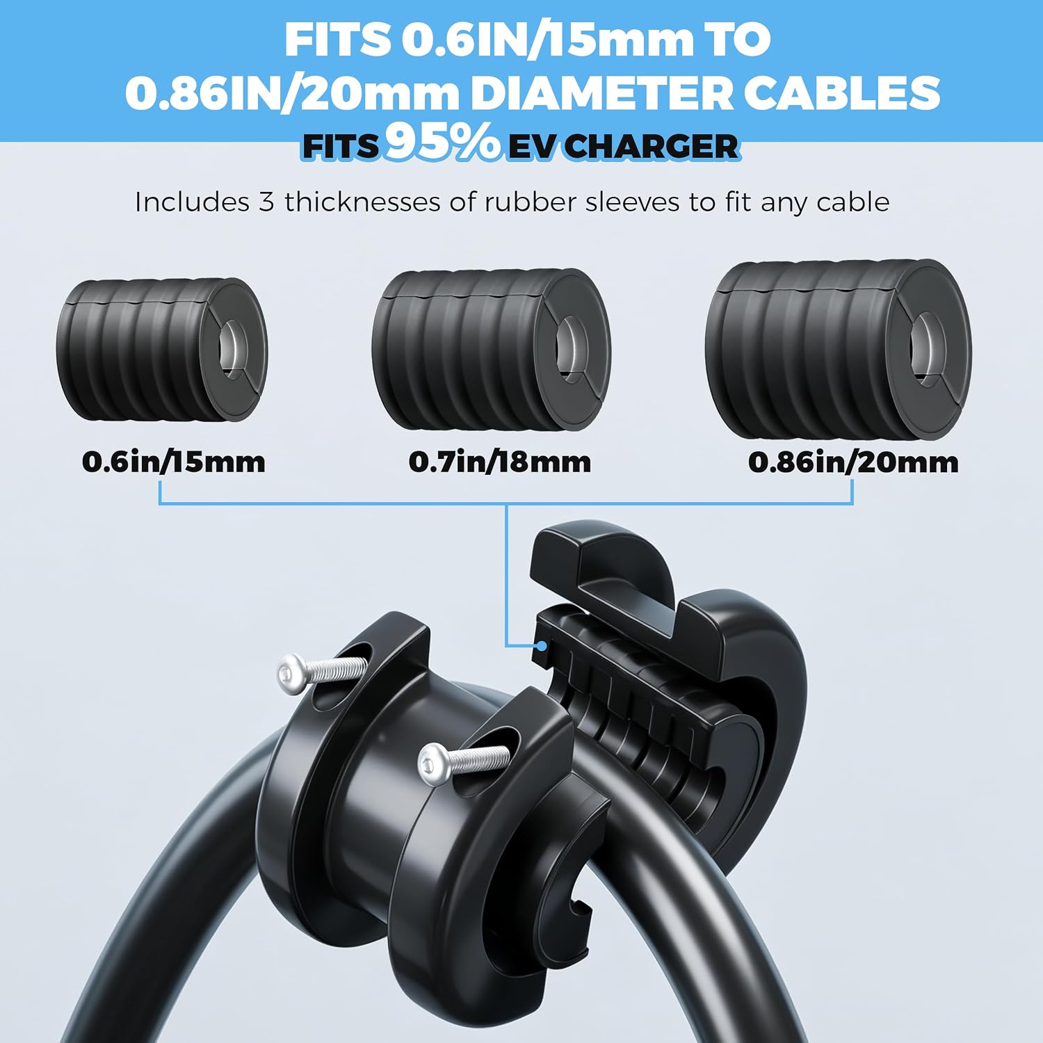 Flexible Charging EV Charger Cable Retractor, 11.5ft Self-Locking Automatic Retractable Cable Organizer for Electric Vehicle Charging, Universal Fits Most EV Charging Cables