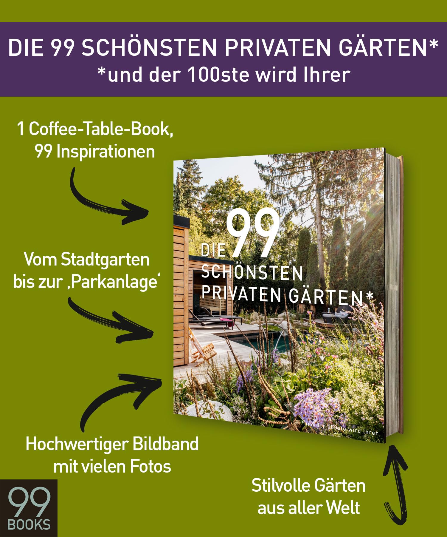 DIE 99 SCHÖNSTEN PRIVATEN GÄRTEN (und der 100ste wird Ihrer): Ein Bildband mit exklusiven Gartenanlagen aus aller Welt. Designideen und Inspirationen für Ihre Gartengestaltung