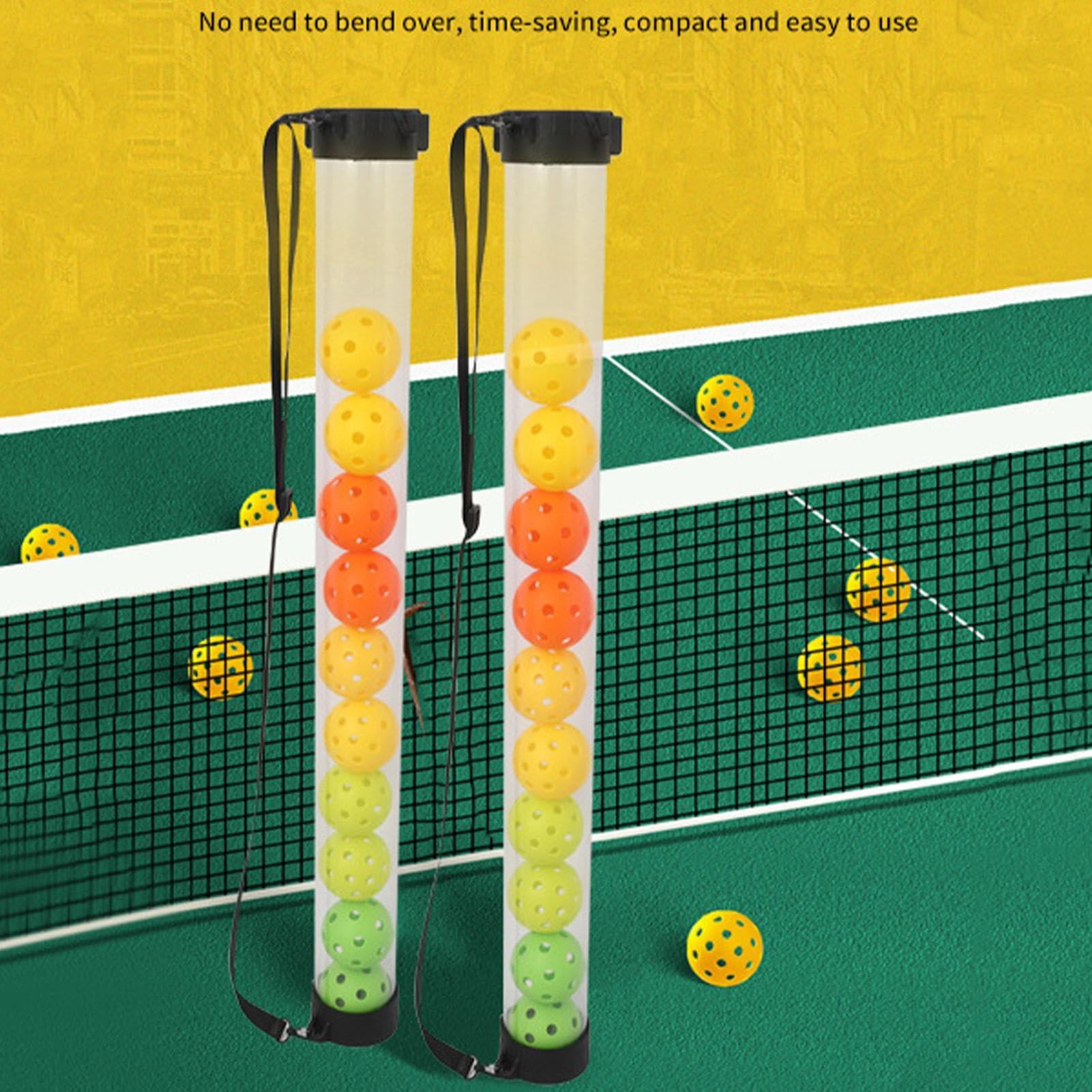 Pickleball Pickleball Pickleball Wählschlauch, tragbar, transparenter Pickleball-Sammler, 12 Tennisbälle mit großer Kapazität für Golfbälle