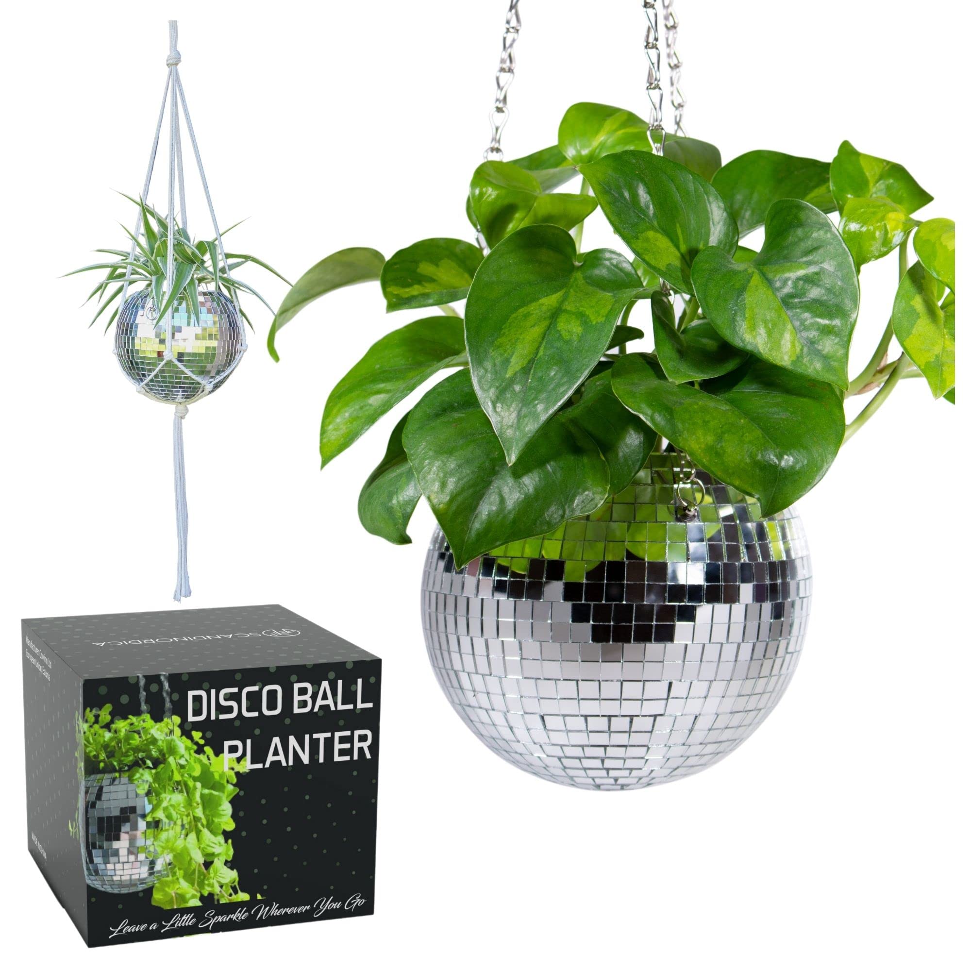 Pot De Fleurs Suspendu Boule Miroir Disco - Décoration Murale Intérieur/extérieur | Pour Plantes, Succulentes, Fleurs Séchées