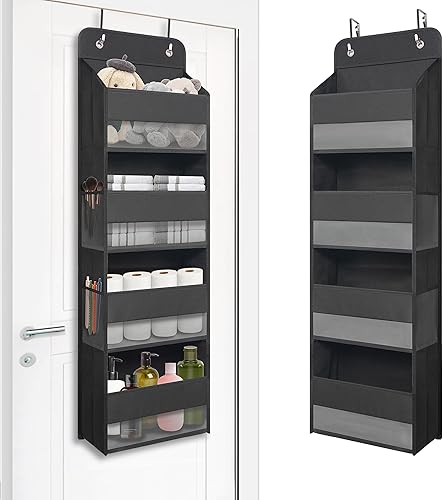 Organizador colgante sobre la puerta con 4 bolsillos grandes armario, baño, guardería, dormitorio, almacenamiento para juguetes, cosméticos y
