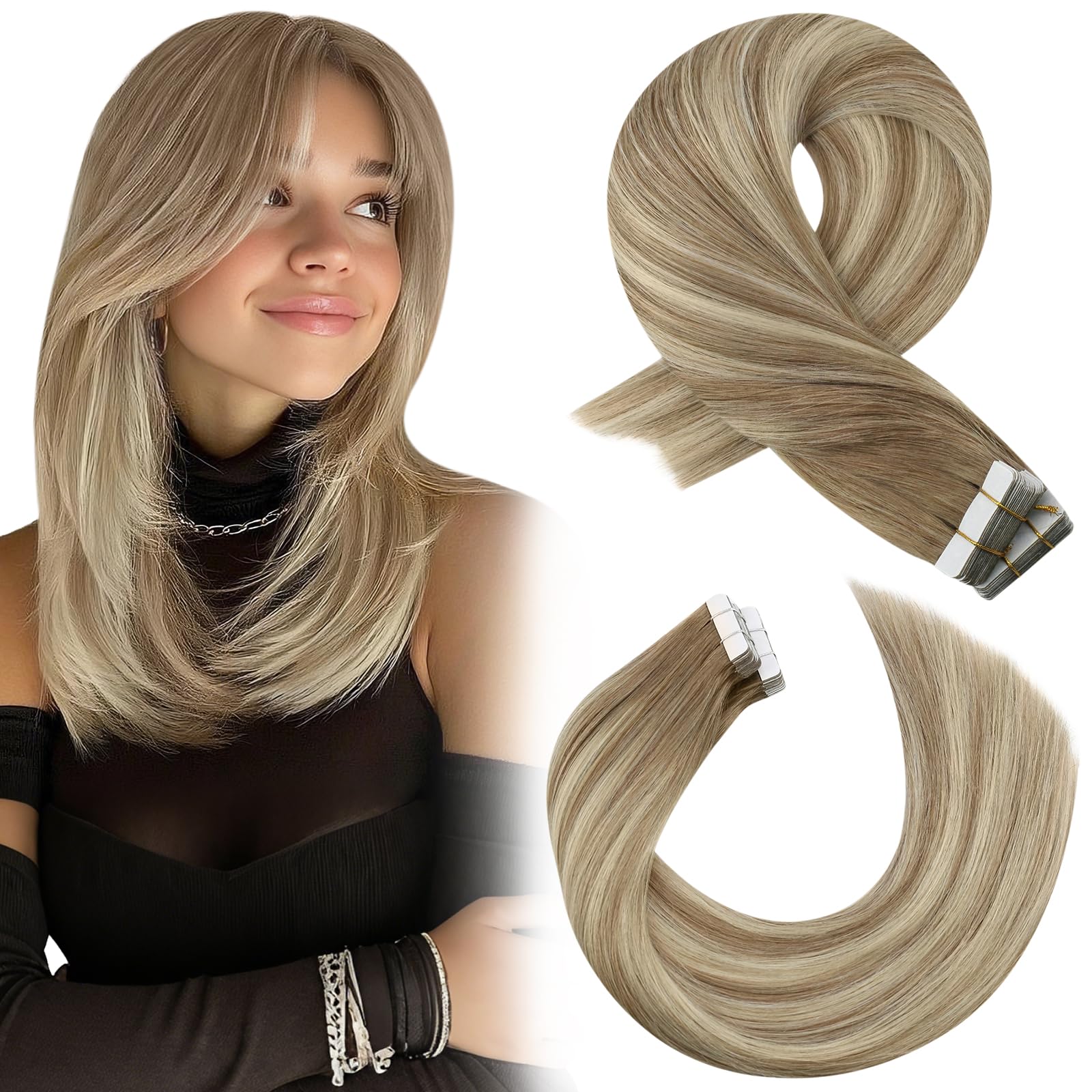 Moresoo Tape Hair Extensions Real Human Hair 18 Inch Jet Black Human Hair Extensions Tape in Black Remy Hair Straight Silky Soft for Women Natural Looking 20pcs/50g #1 — view 38