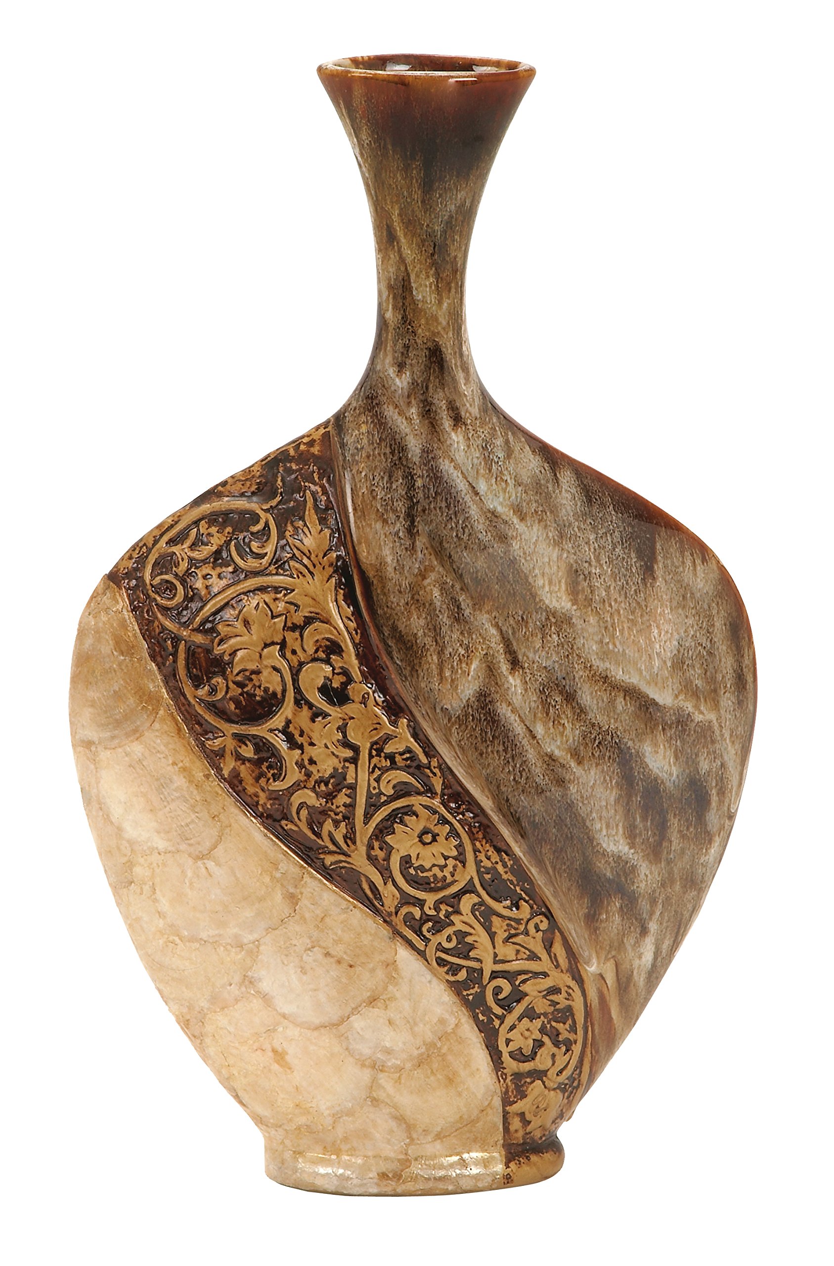 Deco 79 64736 Ceramic/Capiz Shell Vase, 18" x 11"