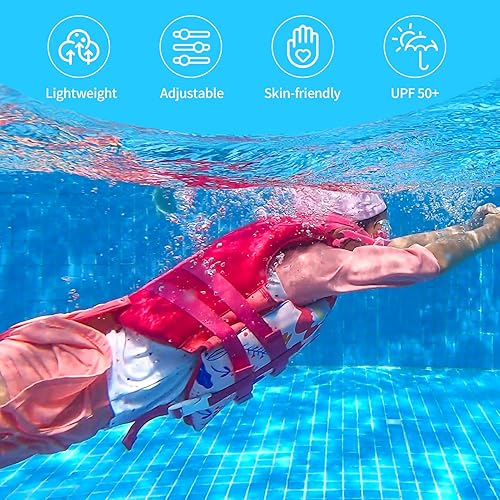 Miniatura 6 de Gogokids Chaleco de natación para niños pequeños, chaqueta de natación premium para niños de 30-40-50-60-70 libras, chaleco flotante ayuda para