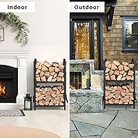 Vista 7 de Mr IRONSTONE Firewood Rack with Fireplace Tools Set, Fireplace Tool Rack for Indoor Outdoor Fire Log Holder Wrought Iron Large Wood Stove with