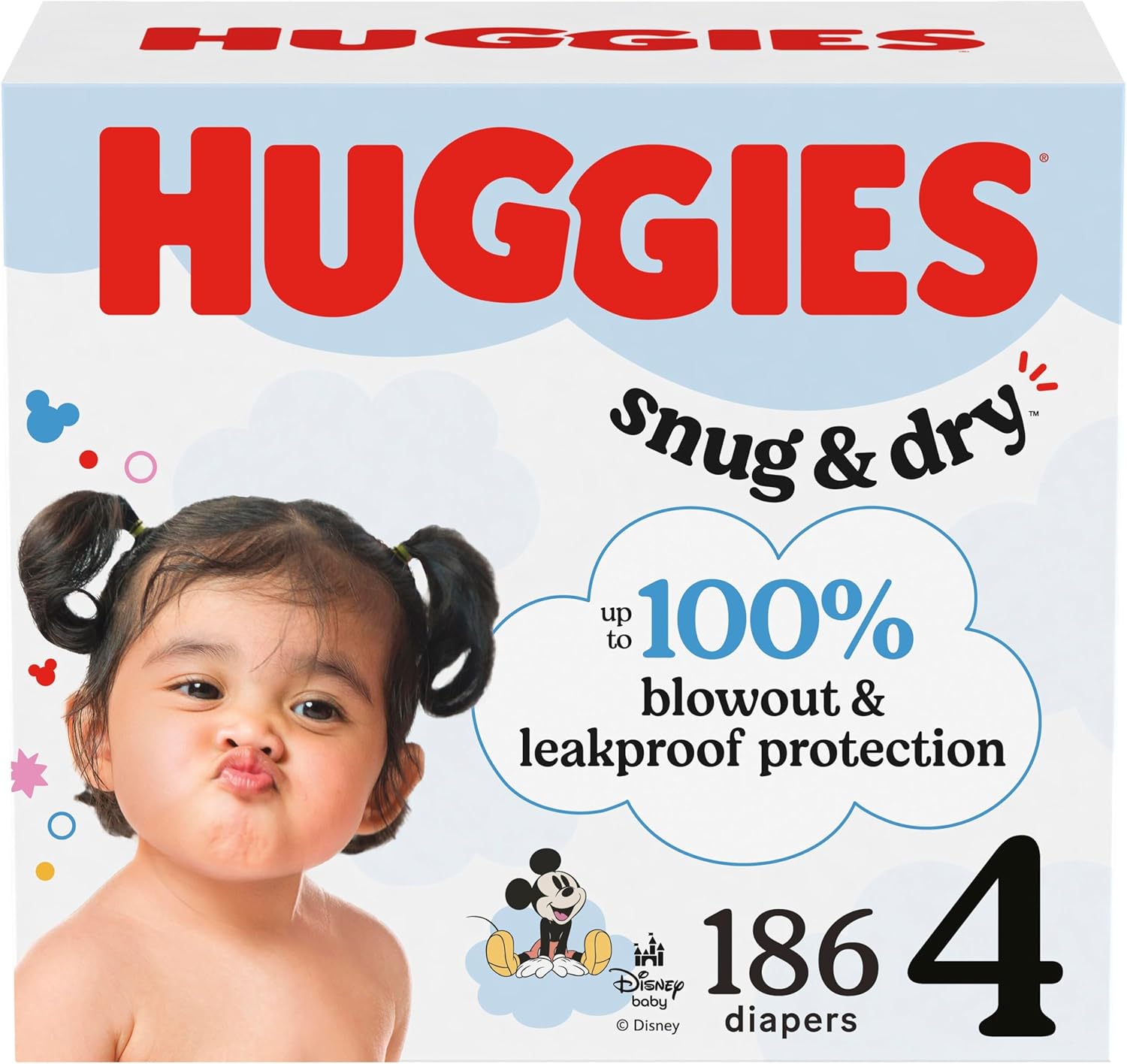 Huggies Size 4 Diapers, Snug & Dry Baby Diapers, Size 4 (22-37 lbs), 186 Count (6 Packs of 31), Packaging May Vary Size 4 186
