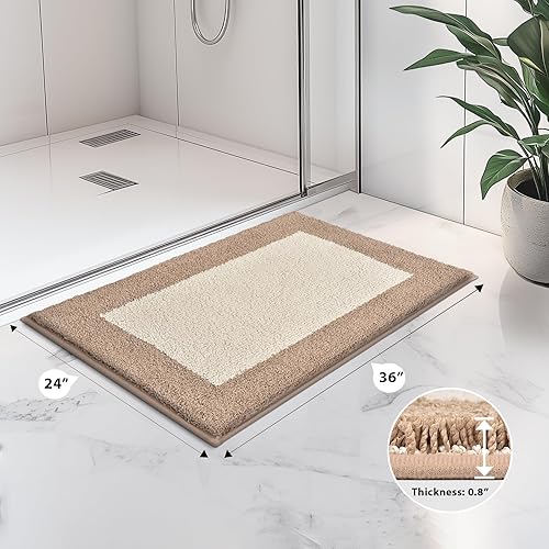 Miniatura 2 de Alfombras de baño de 24 x 36 pulgadas, antideslizantes, extrasuaves, absorbentes, lavables a máquina, de secado rápido, para suelo de baño, ducha,