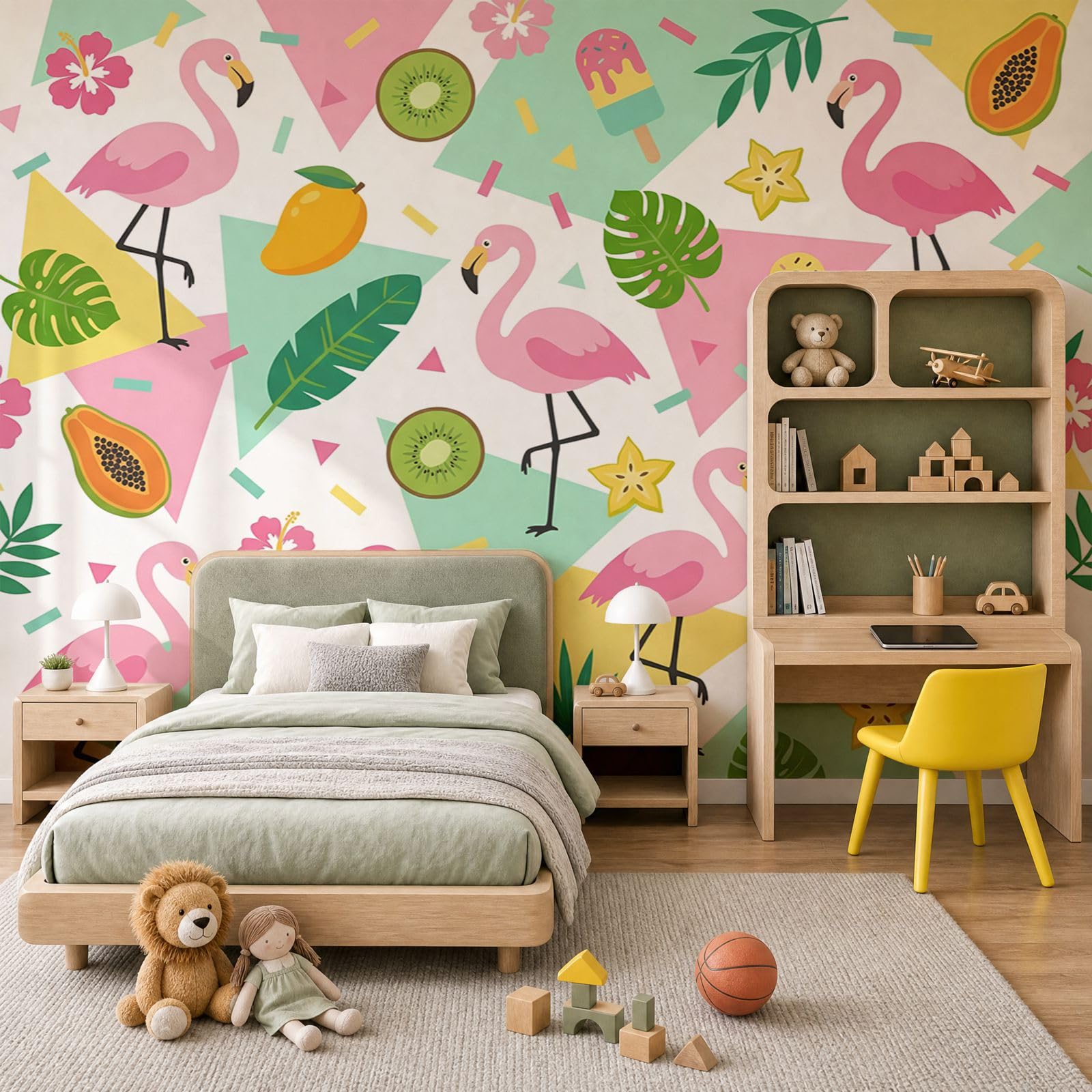 Papier Peint Panoramique en Soie Dessin Animé 450x315cm Grand Format pour Chambre d'Enfant