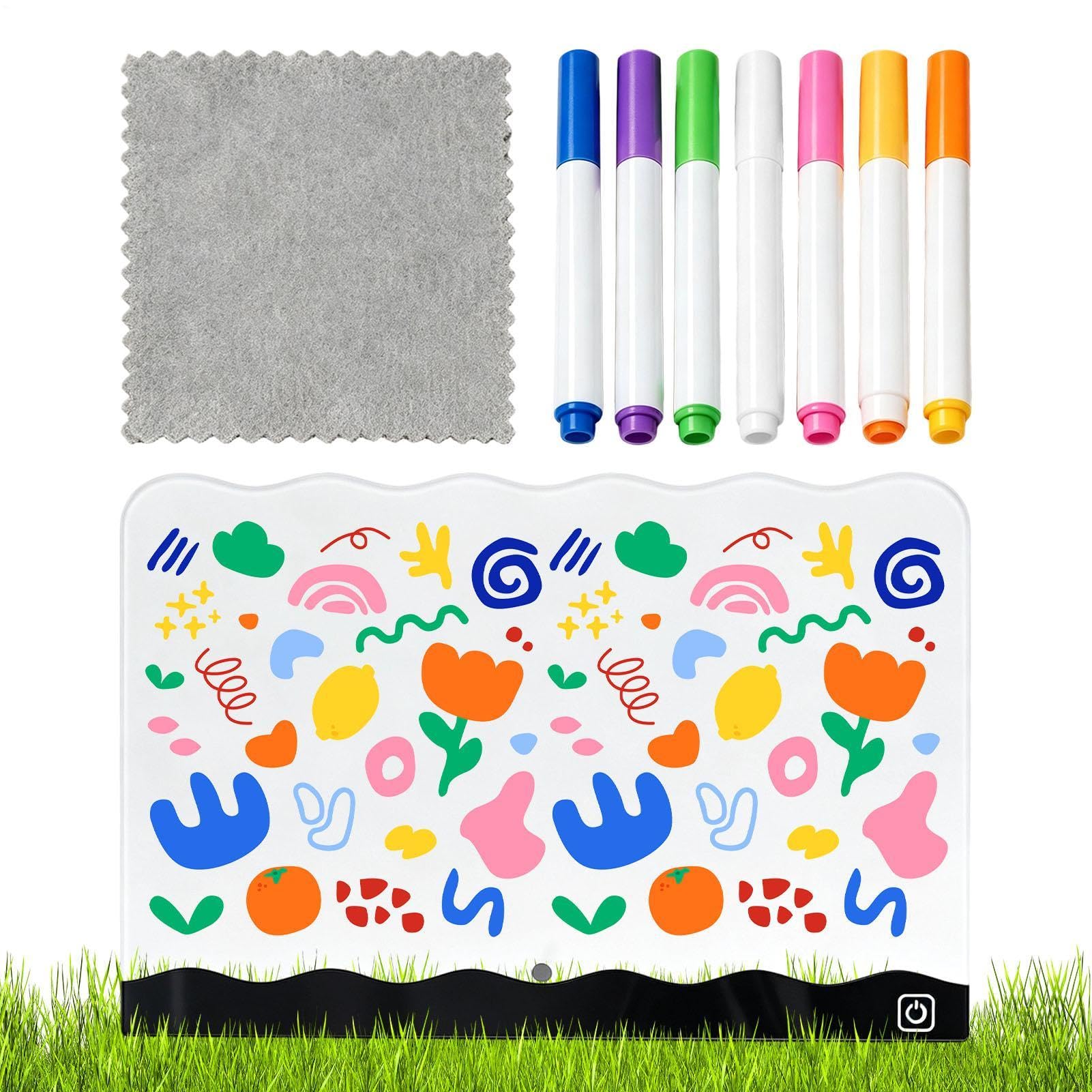 Tablero de dibujo LED recargable con rotuladores
