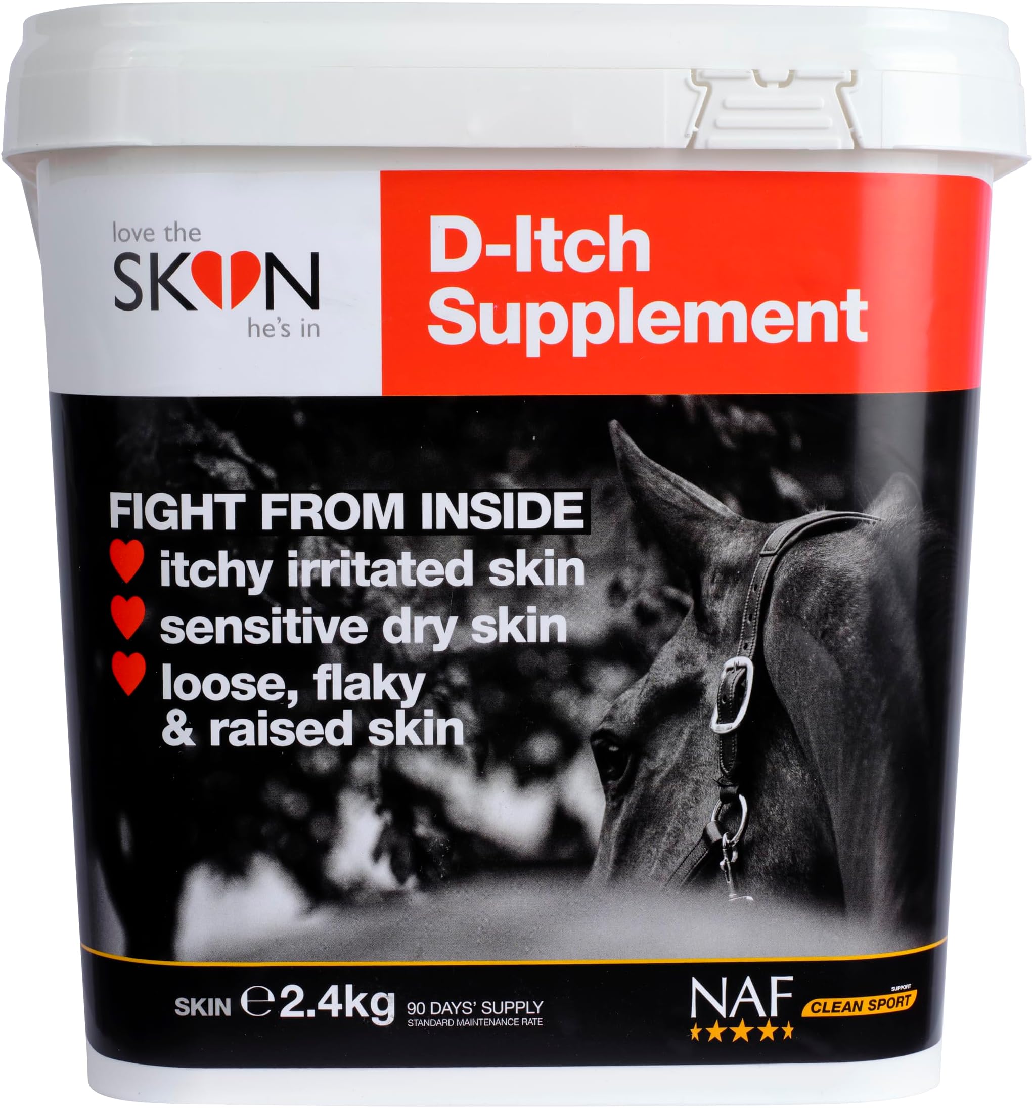 NAF Love the Skin He’s In D-Itch Supplement 2.4kg – Skin & Immune Support for Itchy Horses – With MSM, Herbal Extracts & Antioxidants – Aids Seasonal Skin Resilience