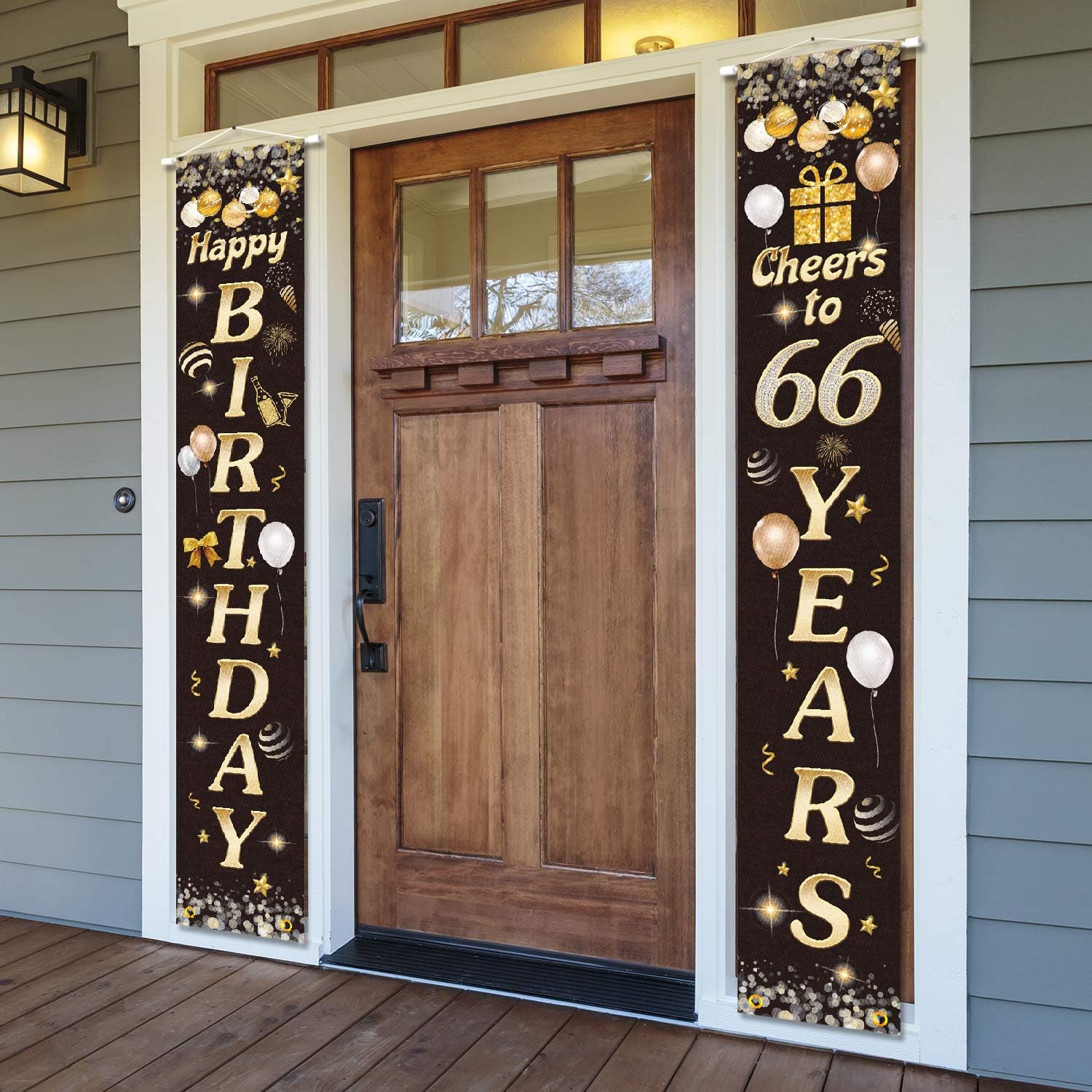 Buy Happy Birthday Cheers to 66 Years Black Gold Yard Sign Door Banner