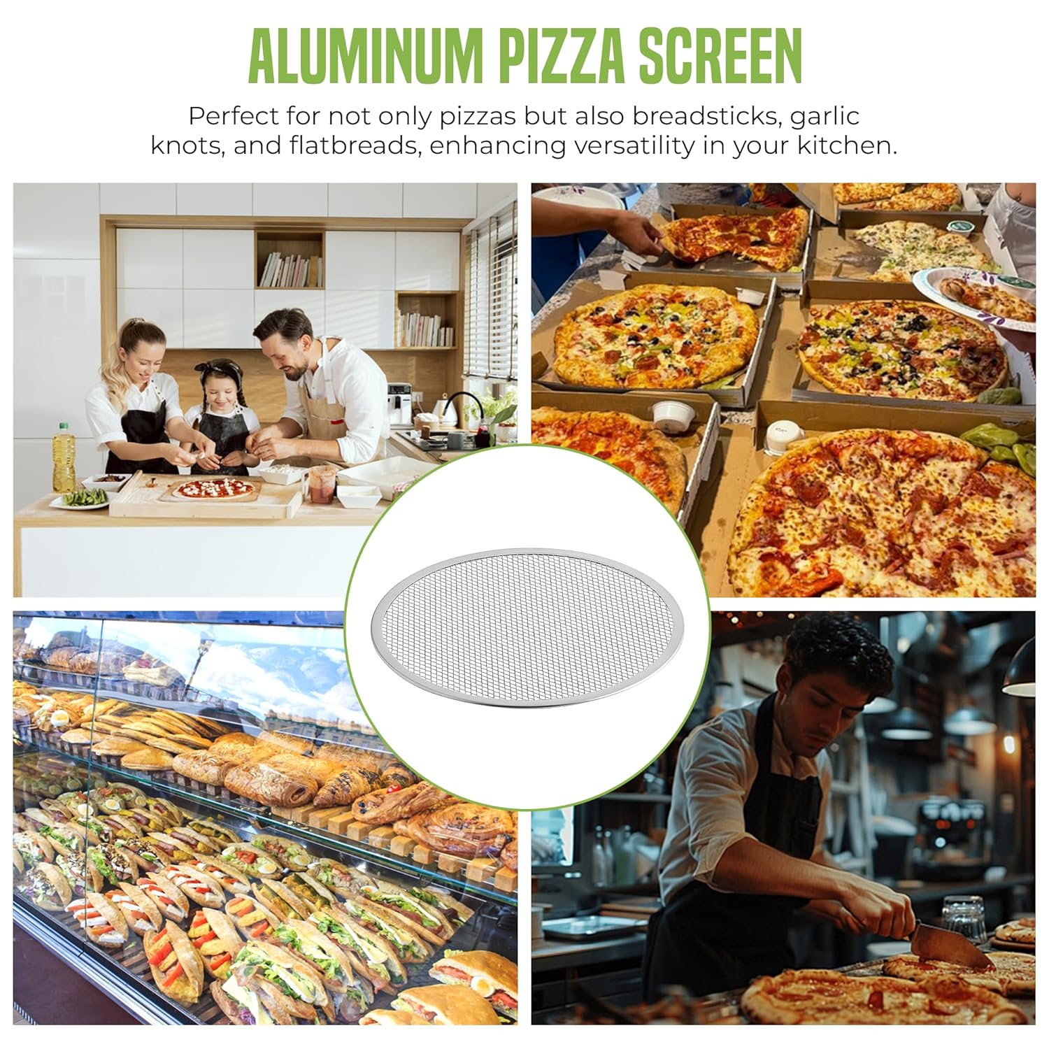 OCS Parts Aluminum Pizza Screens | Commercial Grade Pizza Trays for Home Cooking, Pizzerias and Restaurants (12, 14-Inch)