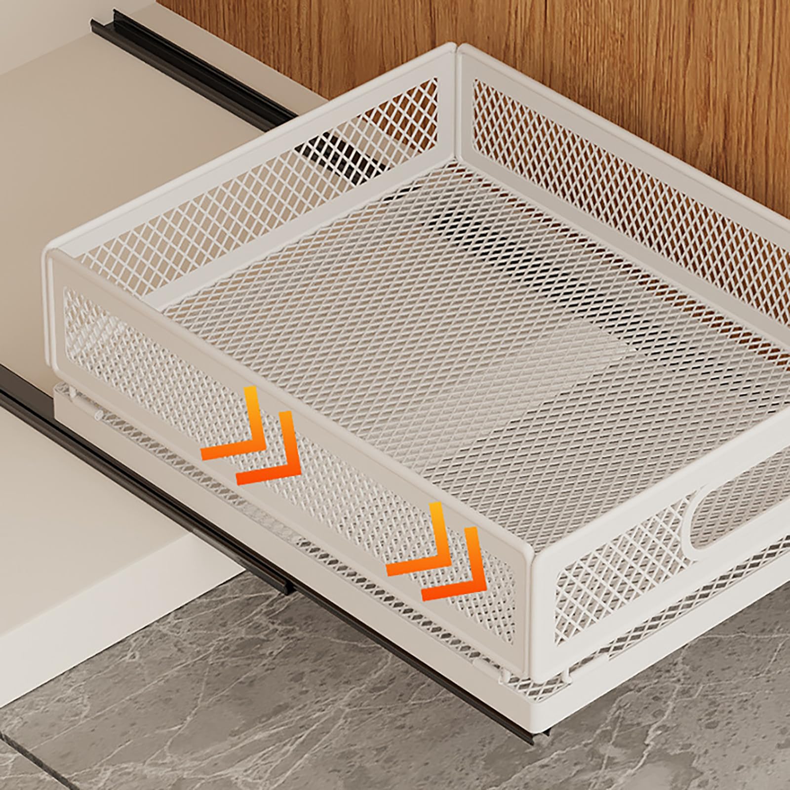 Organiseur de tiroir d'armoire facile à récupérer avec mécanisme coulissant - Solution de rangement robuste en acier au carbone pour collations et organisation de la maison