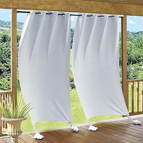 Vista 50 de RYB HOME Cortinas para exteriores resistentes al viento, bolsas con peso adjuntas, cortinas opacas de 84 pulgadas de largo, cortinas térmicas Beige