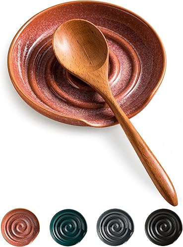 Soporte para cuchara para estufa, soporte de cuchara de cerámica para encimera, soporte de cuchara grande para espátula, cuchara de café, cuna de