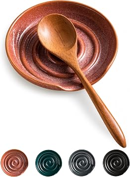 Spoon Holder for Stove Top, Ceramic Spoon Rest for Countertop, Large Spoon Holder for Spatula, Coffee Spoon, Spoon Cradle, Farmhouse Cooking and Coffee Spoon Rest Red