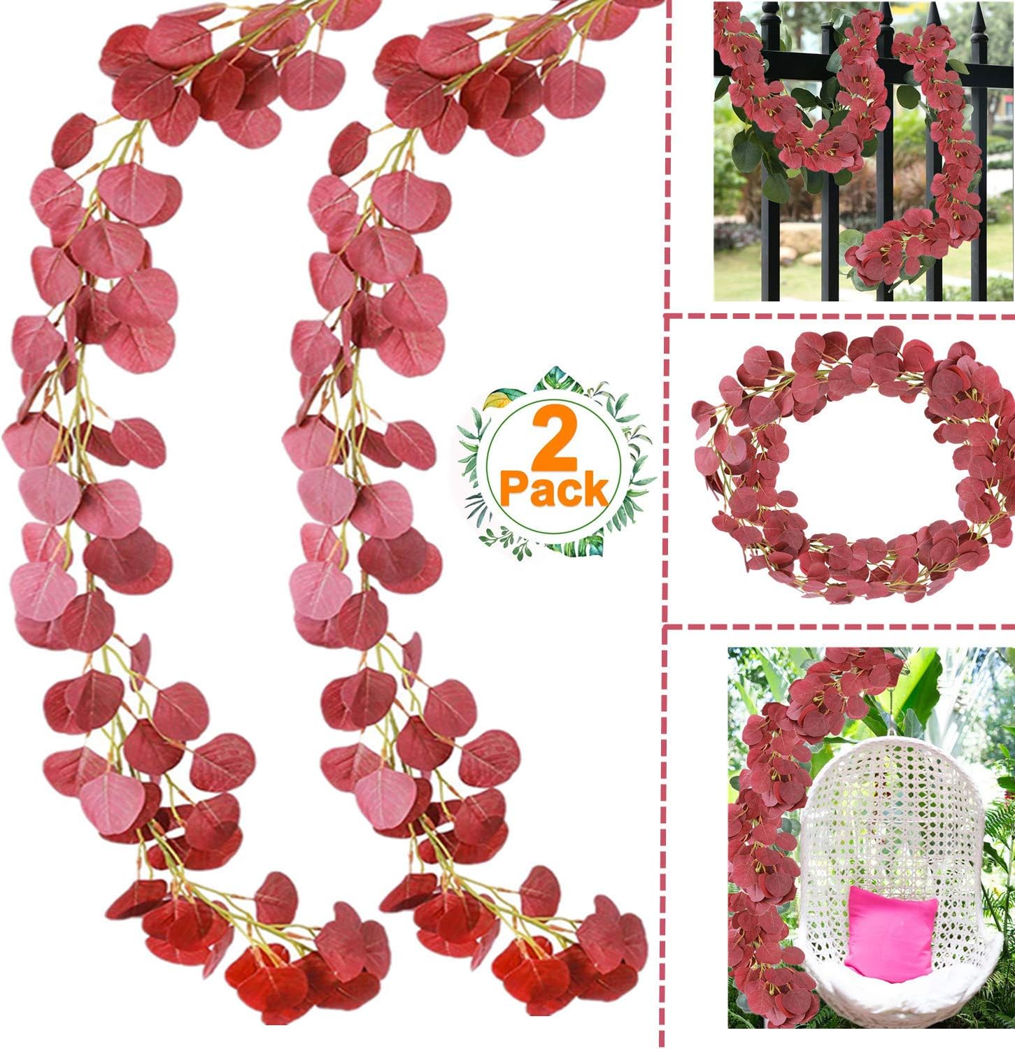 Artificial Eucalyptus Vines 2 Pack Artificial Eucalyptus Garland Leaves Silver